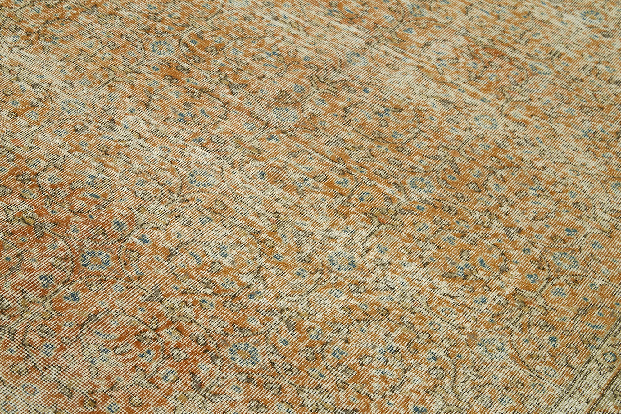 Vintage Wool Cotton Rug - Handmade Area Rug 6'9'' x 9'7'' | Turkish Hand Knotted Beige Carpet