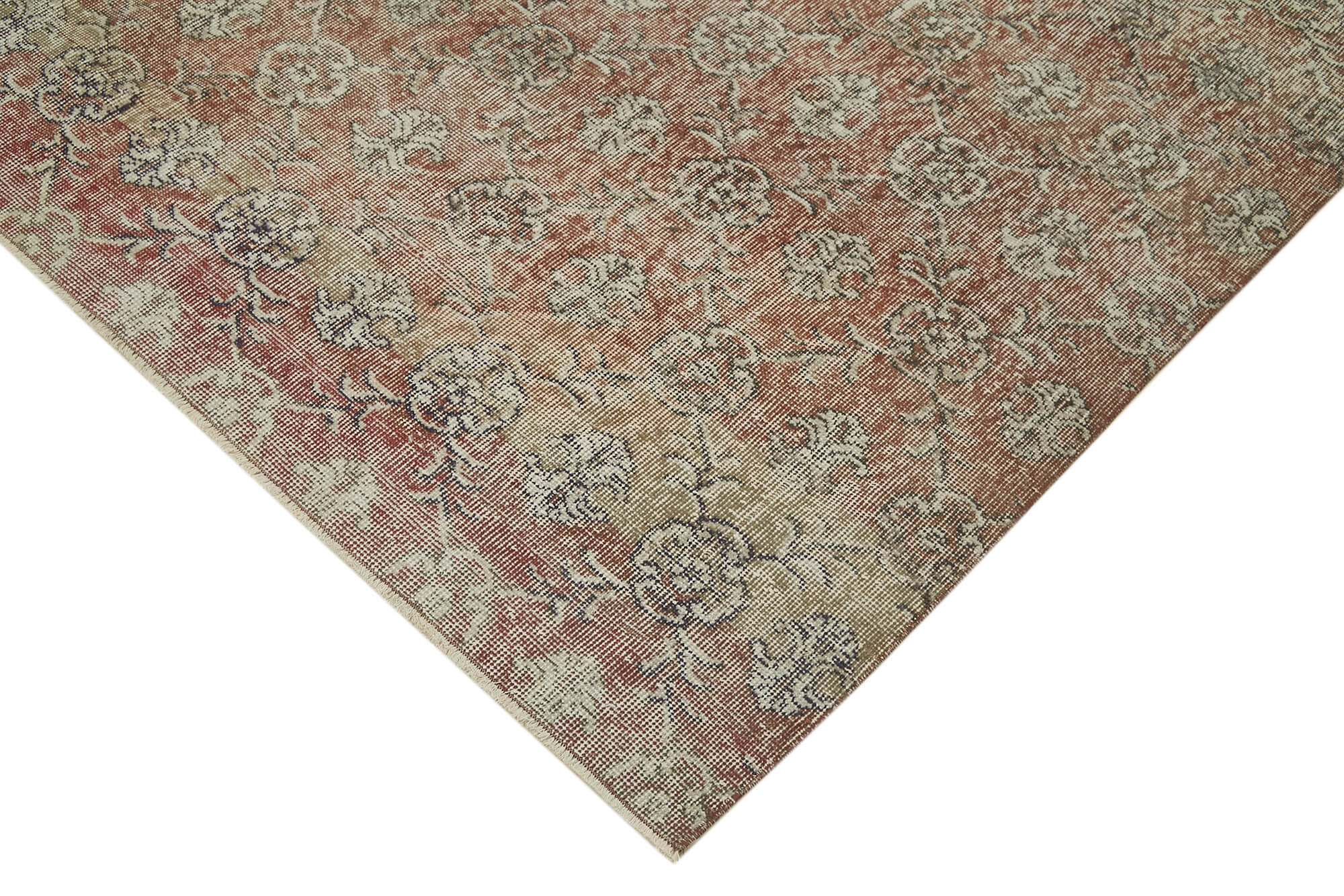 Vintage Wool Cotton Rug - Handmade 7x10 Beige Classic Woven Carpet