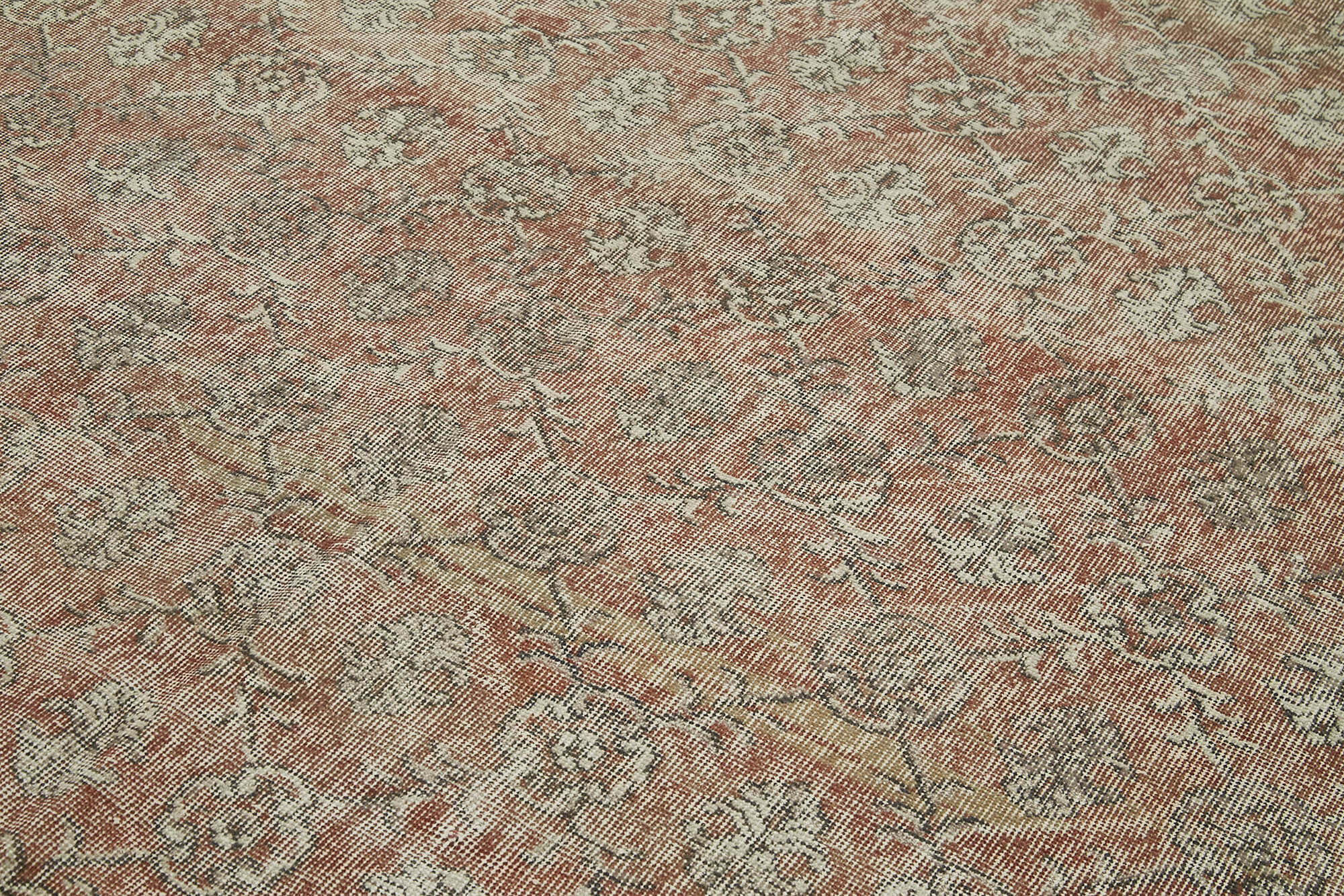 Vintage Wool Cotton Rug - Handmade 7x10 Beige Classic Woven Carpet