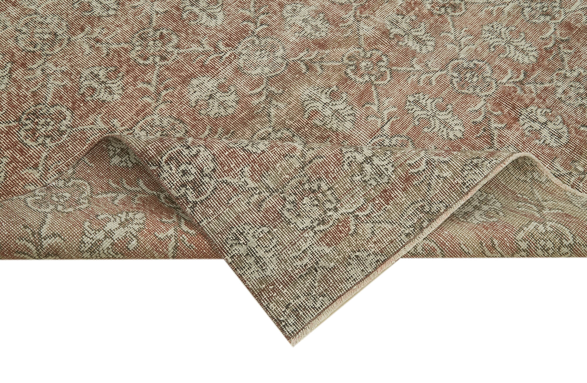 Vintage Wool Cotton Rug - Handmade 7x10 Beige Classic Woven Carpet