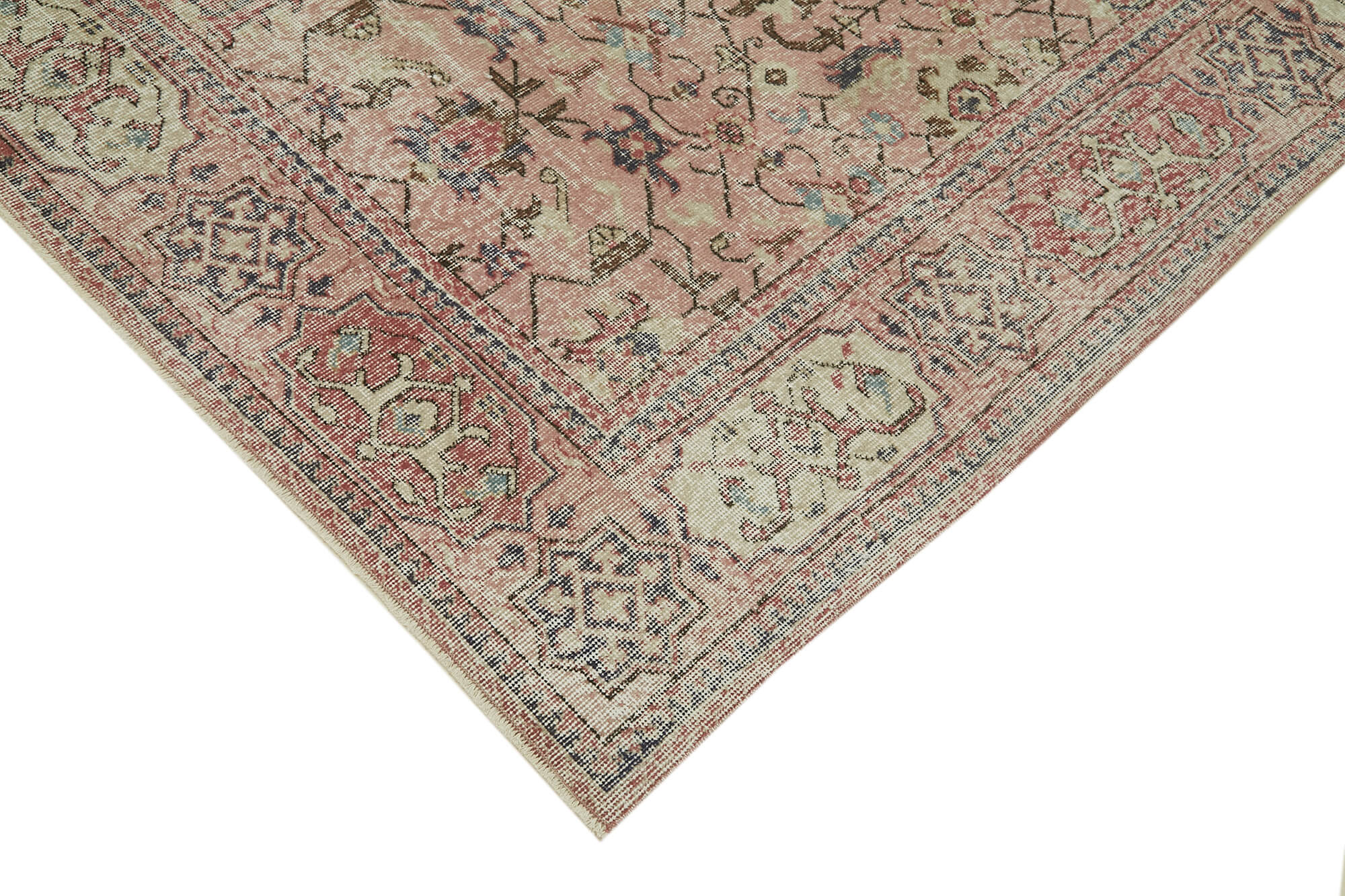 Vintage Wool Cotton Rug - Handmade Area Rug 6'7''x10'3'' Beige Classic Carpet