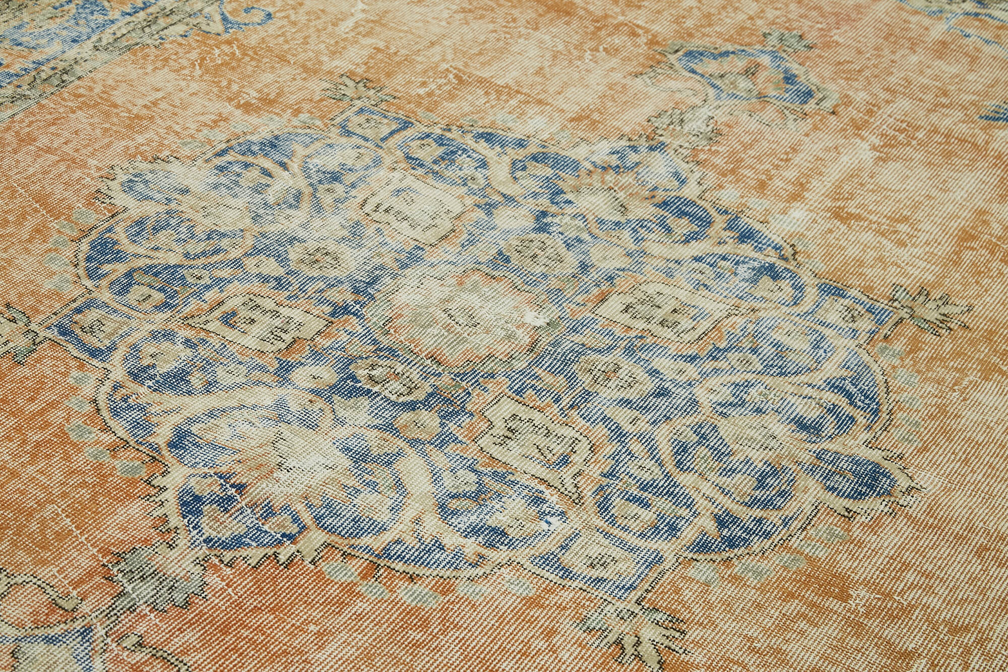 Vintage Wool Cotton Rug – Handmade Area Rug | Beige Wool Carpet 6'10''x10'