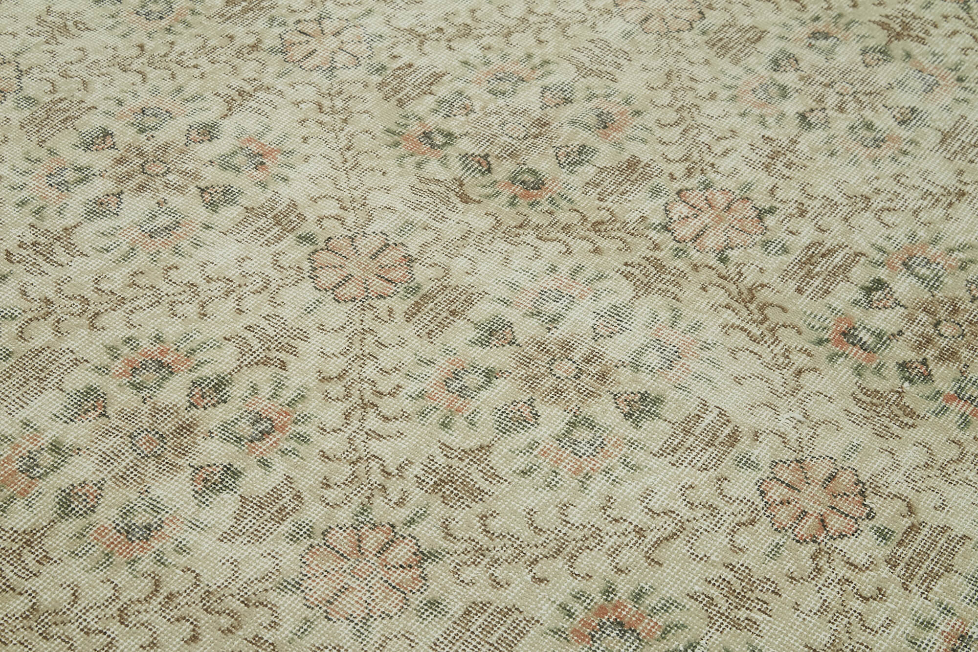 Vintage Wool Cotton Rug – Handmade Beige Area Rug | Durable Hand Woven Turkish Carpet