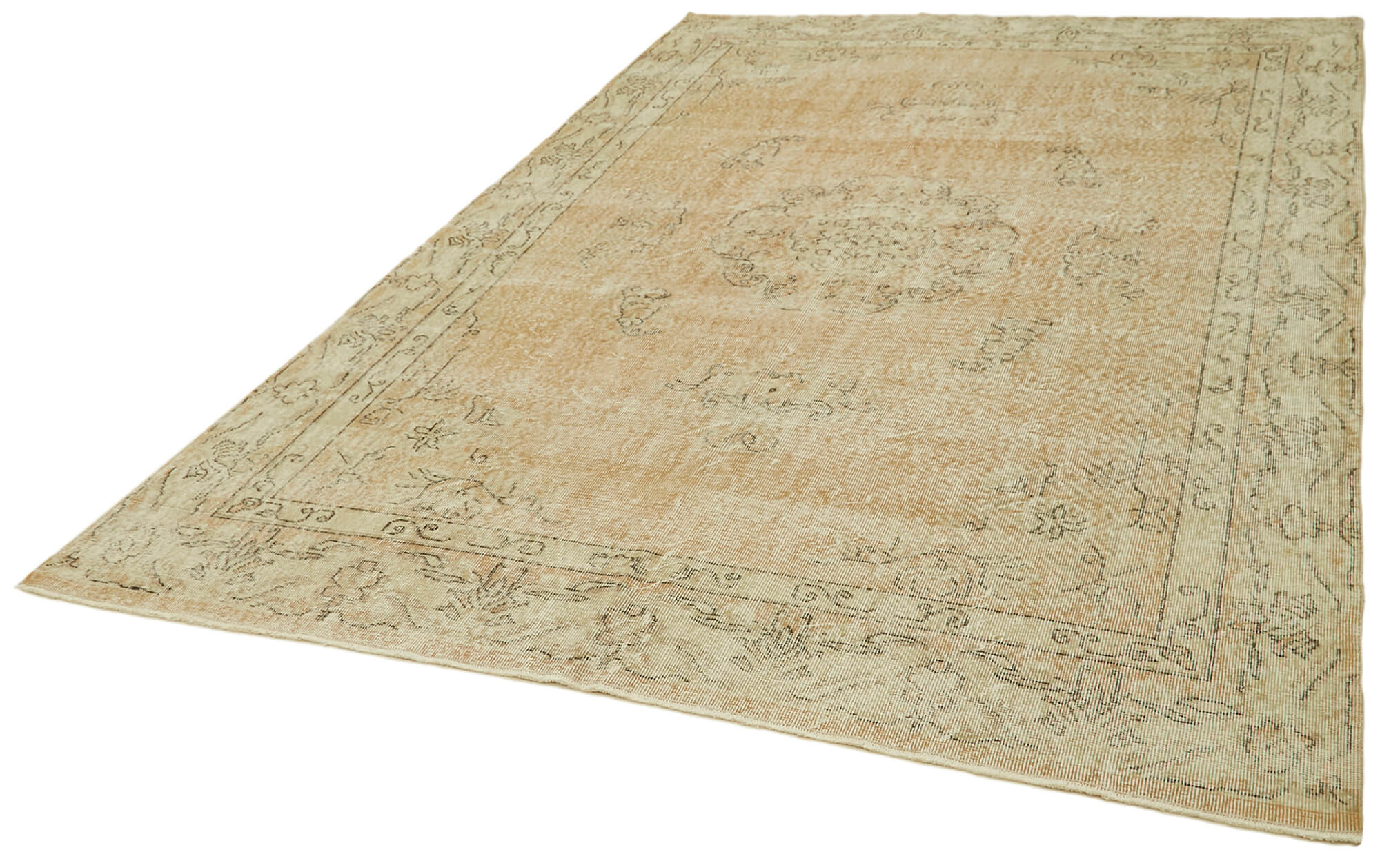 Handmade Wool Cotton Rug – Vintage Area Rug 6'9'' x 10'3'' Beige Cotton