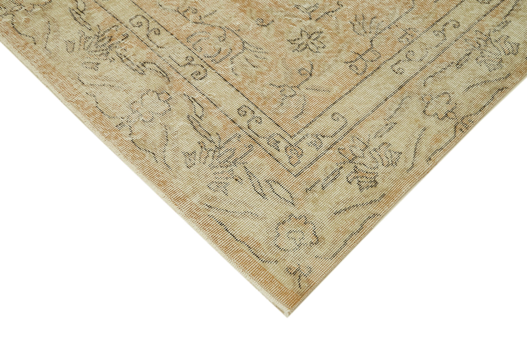 Handmade Wool Cotton Rug – Vintage Area Rug 6'9'' x 10'3'' Beige Cotton