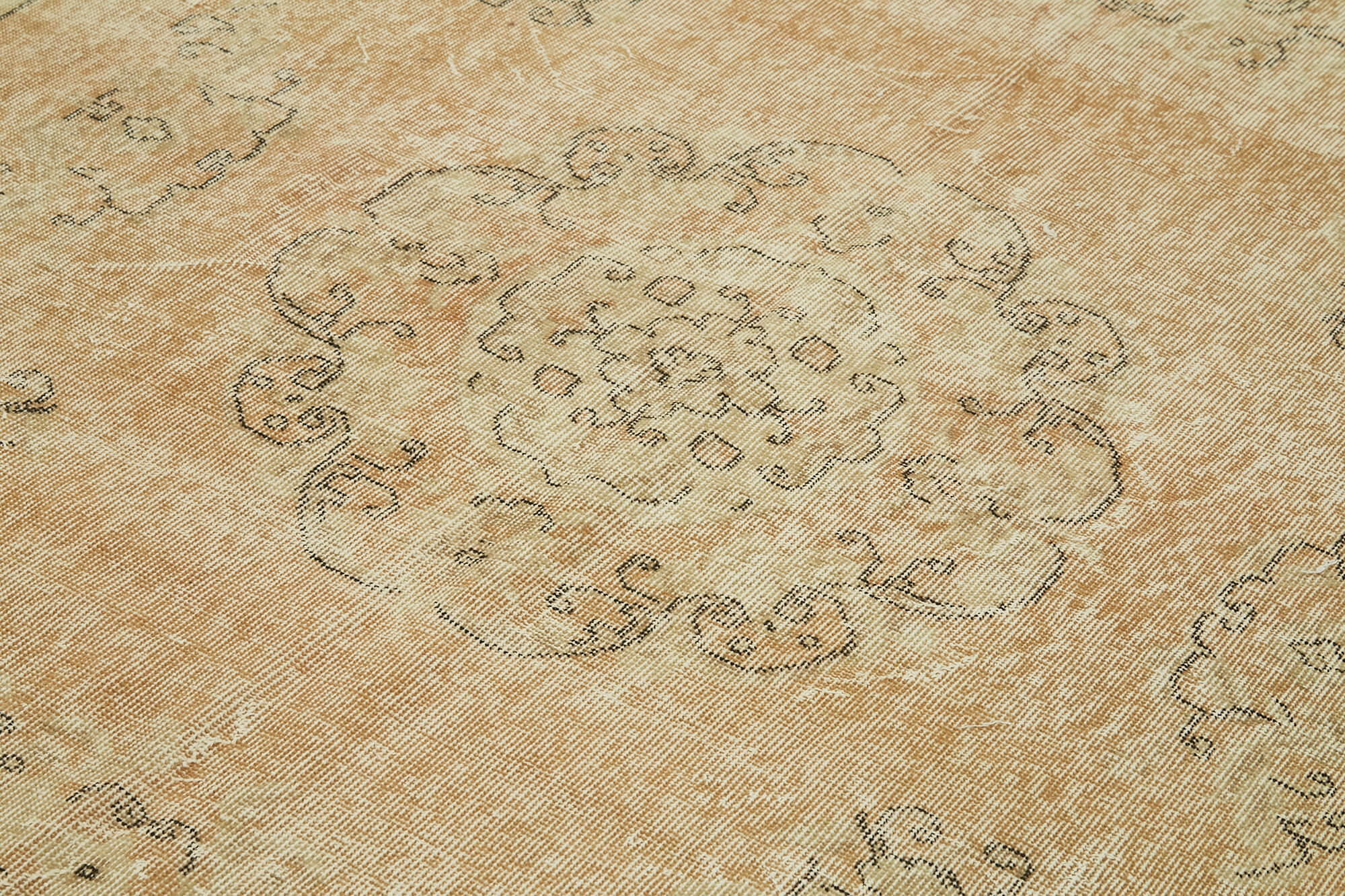 Handmade Wool Cotton Rug – Vintage Area Rug 6'9'' x 10'3'' Beige Cotton