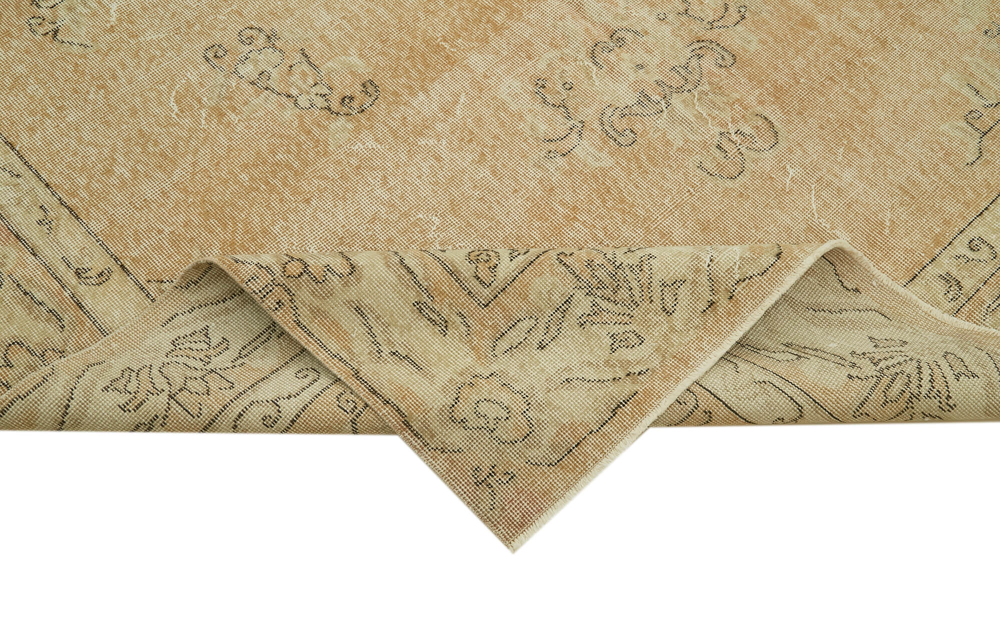 Handmade Wool Cotton Rug – Vintage Area Rug 6'9'' x 10'3'' Beige Cotton