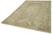 Vintage Wool Cotton Rug - Handmade Area Rug 6'3''x9'6'' | Turkish Hand Knotted Beige