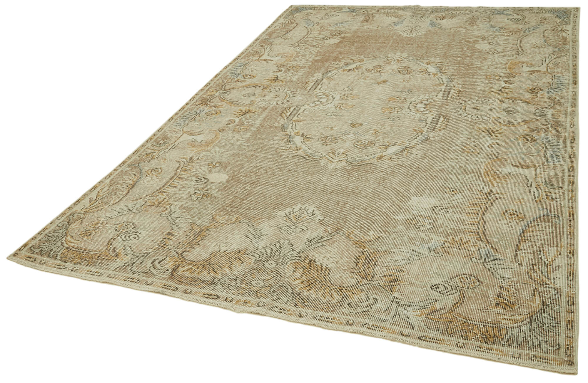 Vintage Wool Cotton Rug - Handmade Area Rug 6'3''x9'6'' | Turkish Hand Knotted Beige
