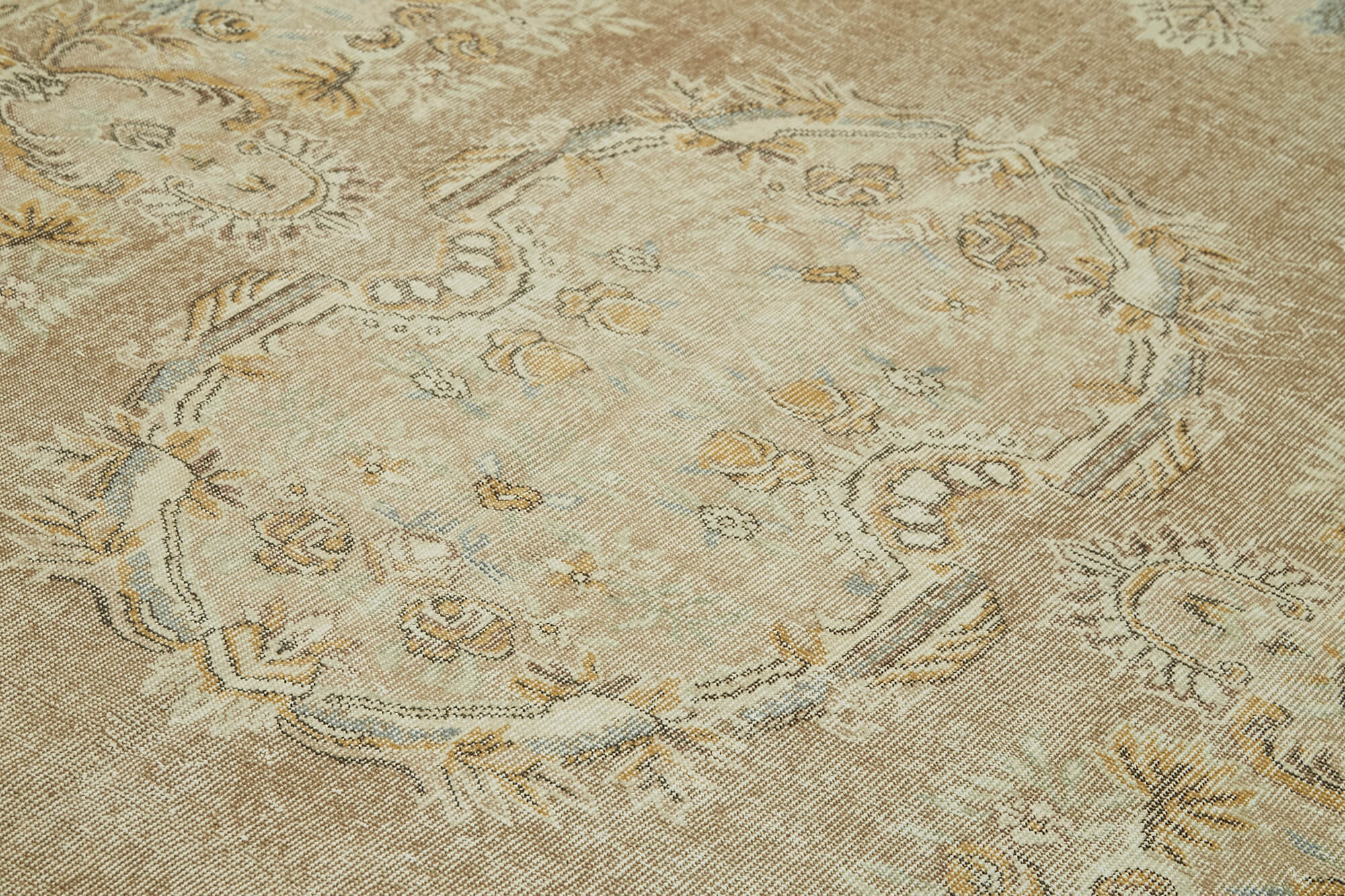 Vintage Wool Cotton Rug - Handmade Area Rug 6'3''x9'6'' | Turkish Hand Knotted Beige