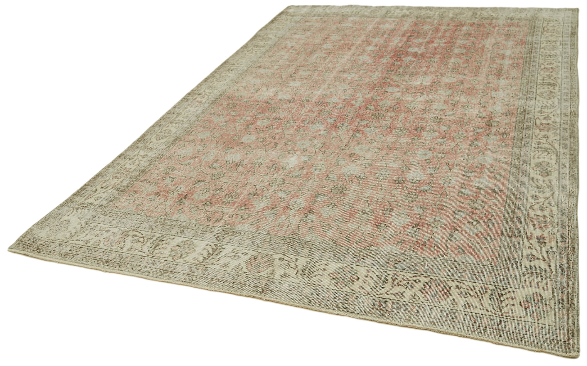 Vintage Wool Cotton Rug | Handwoven Turkish Vintage Rug – Durable Cotton Weave, Beige