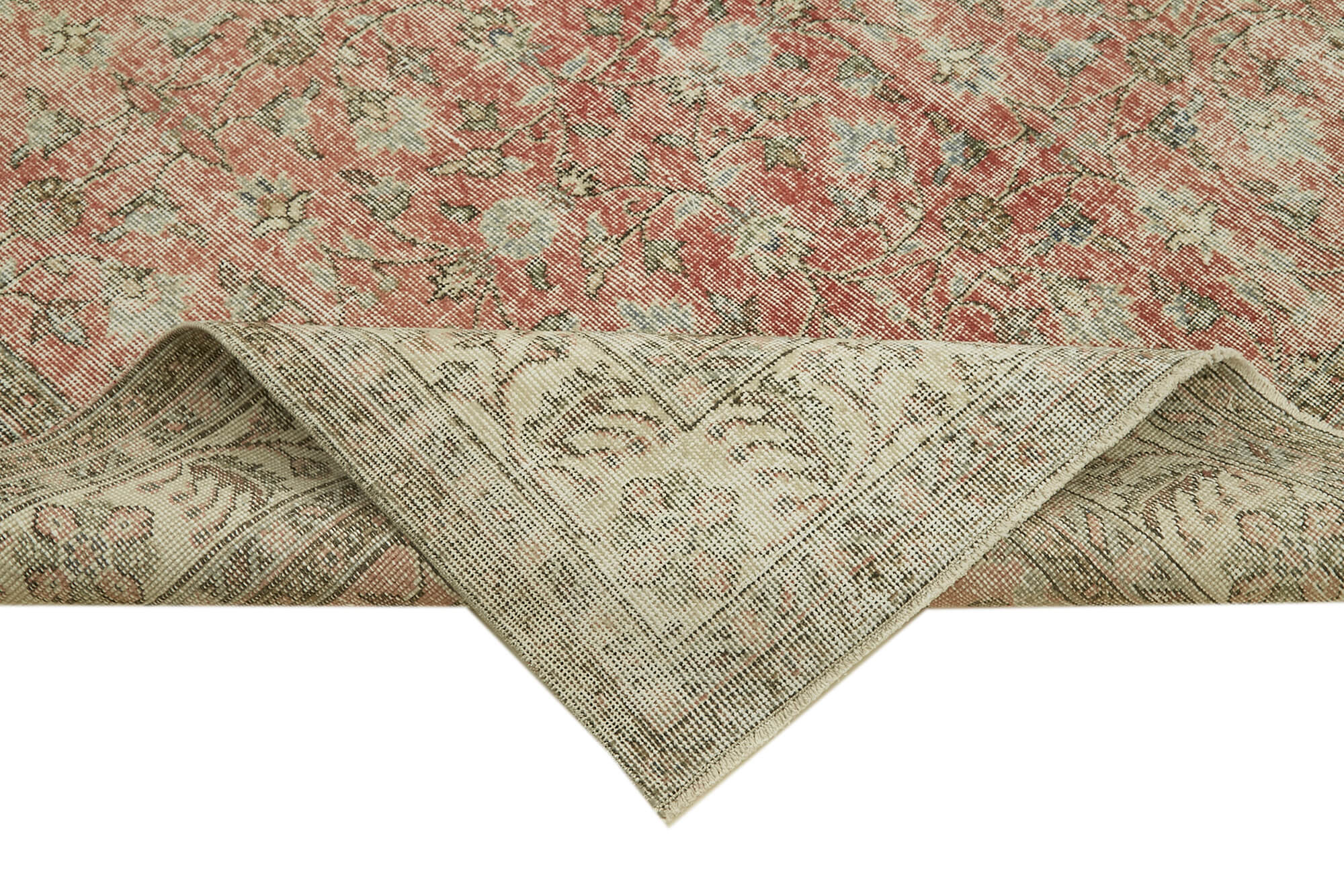 Vintage Wool Cotton Rug | Handwoven Turkish Vintage Rug – Durable Cotton Weave, Beige