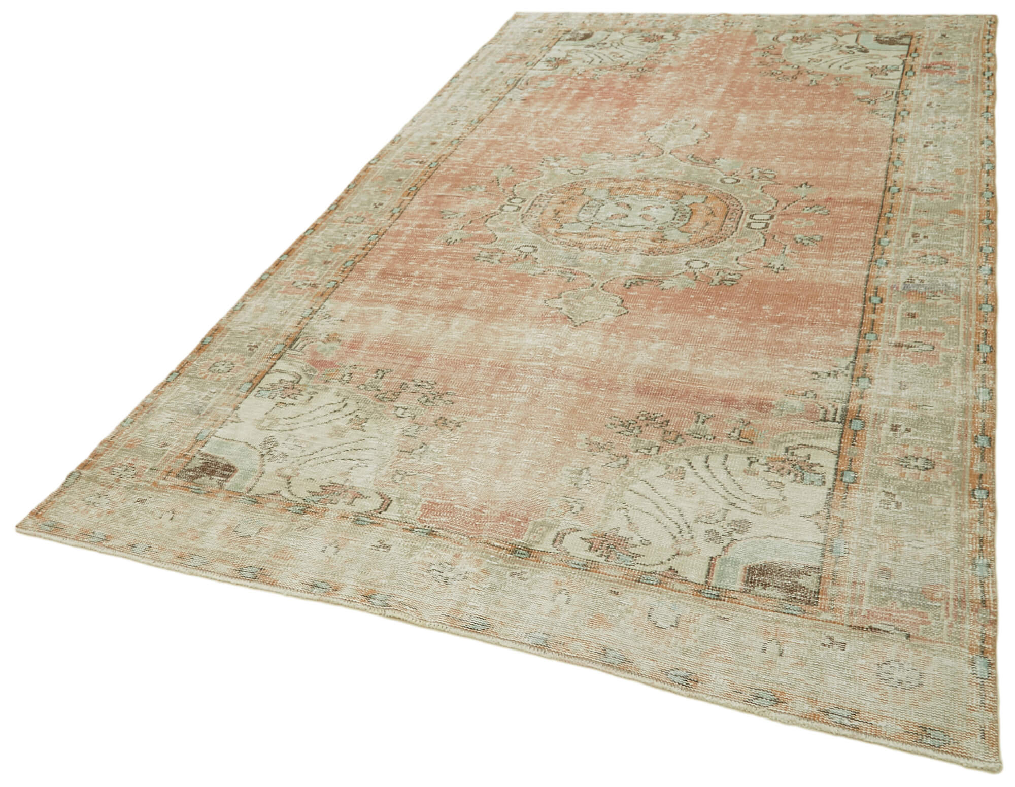 Vintage Wool Cotton Rug – Handmade Area Rug 6'0'' x 10'7'' Beige Turkish Carpet