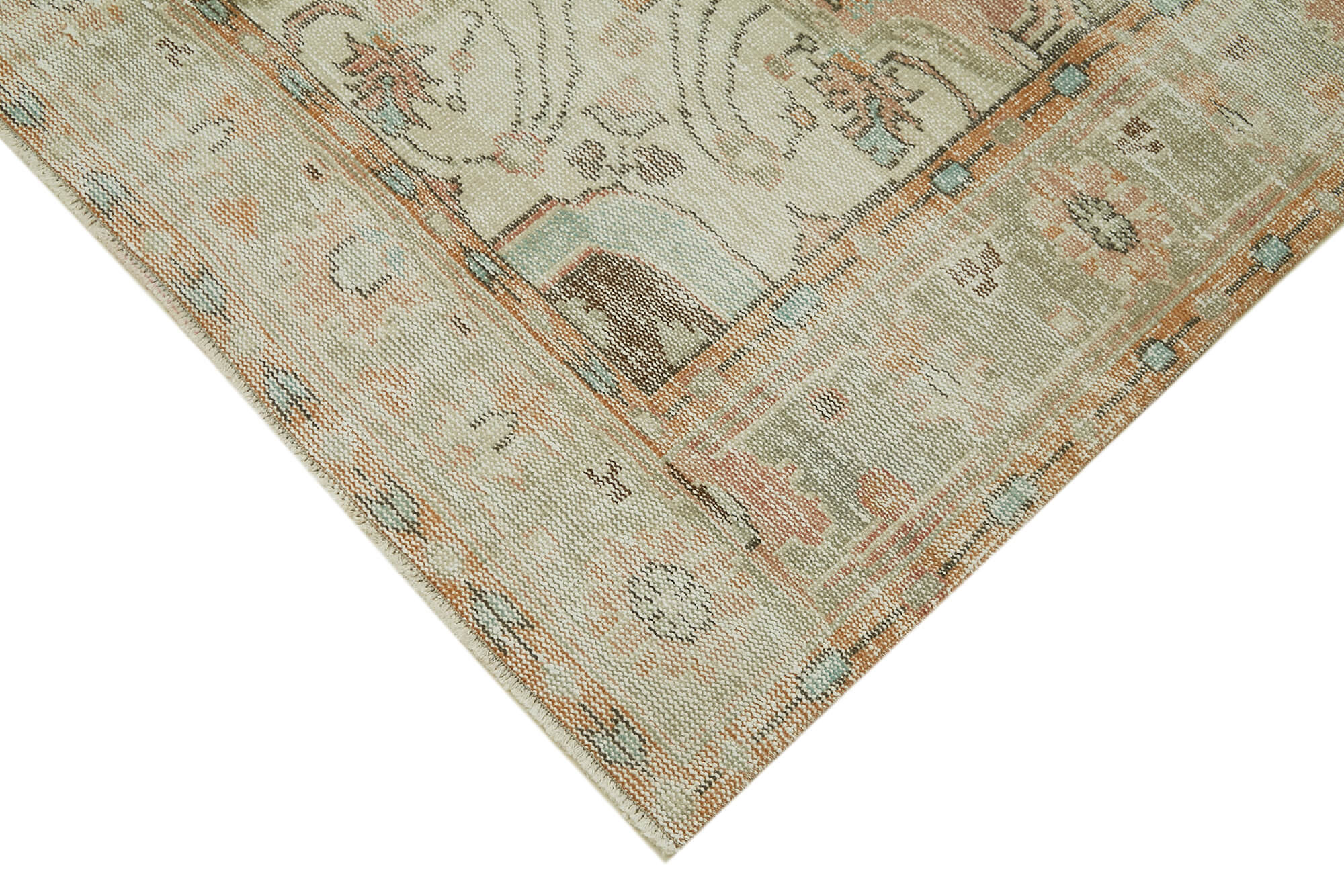 Vintage Wool Cotton Rug – Handmade Area Rug 6'0'' x 10'7'' Beige Turkish Carpet