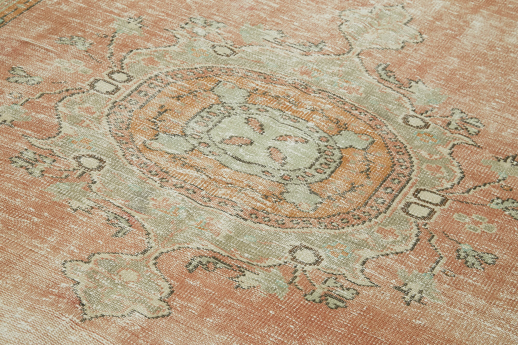Vintage Wool Cotton Rug – Handmade Area Rug 6'0'' x 10'7'' Beige Turkish Carpet