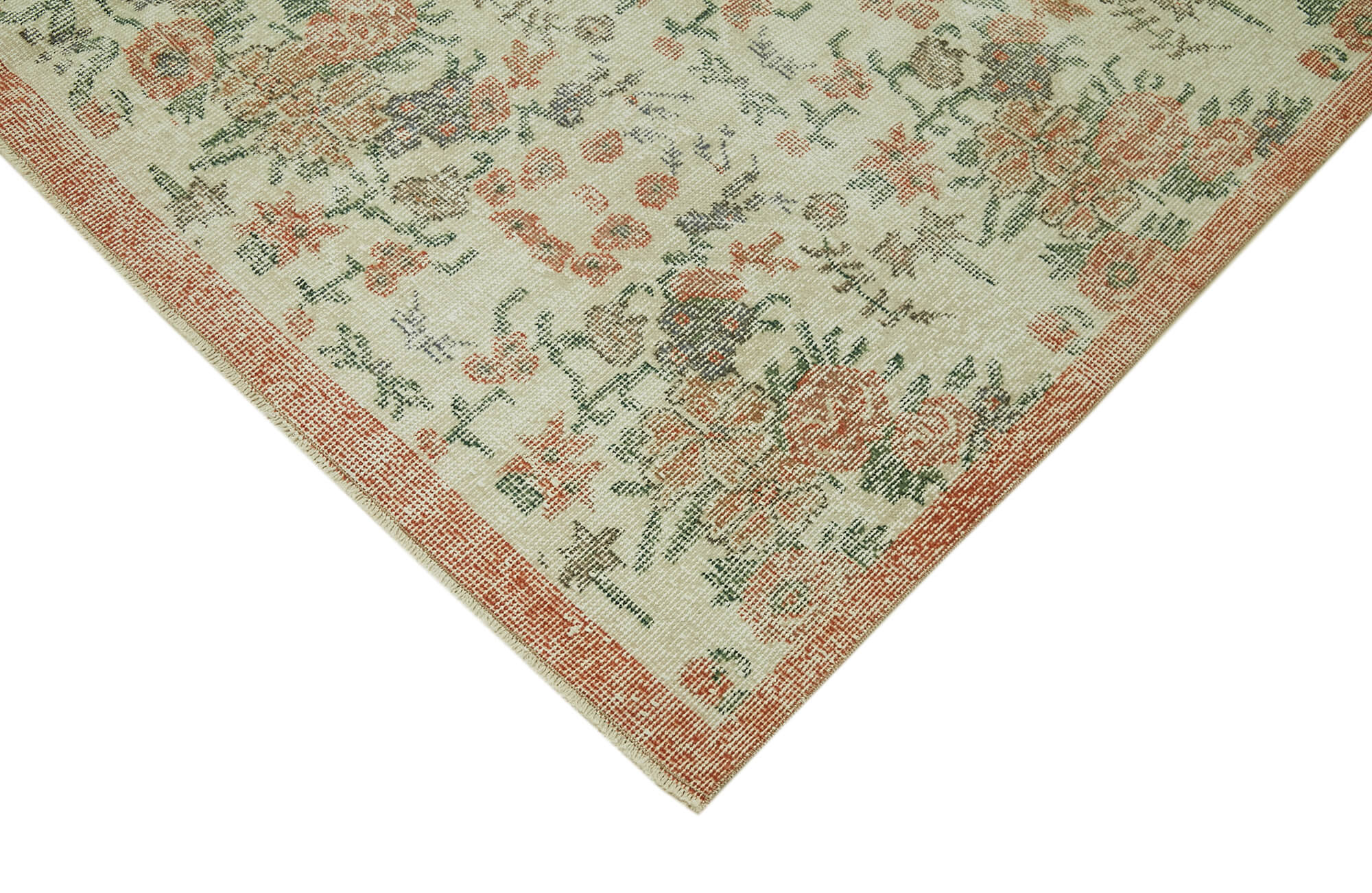 Handmade Wool Cotton Rug | Hand Woven Vintage Area Rug - Beige 6'6''x9'6''