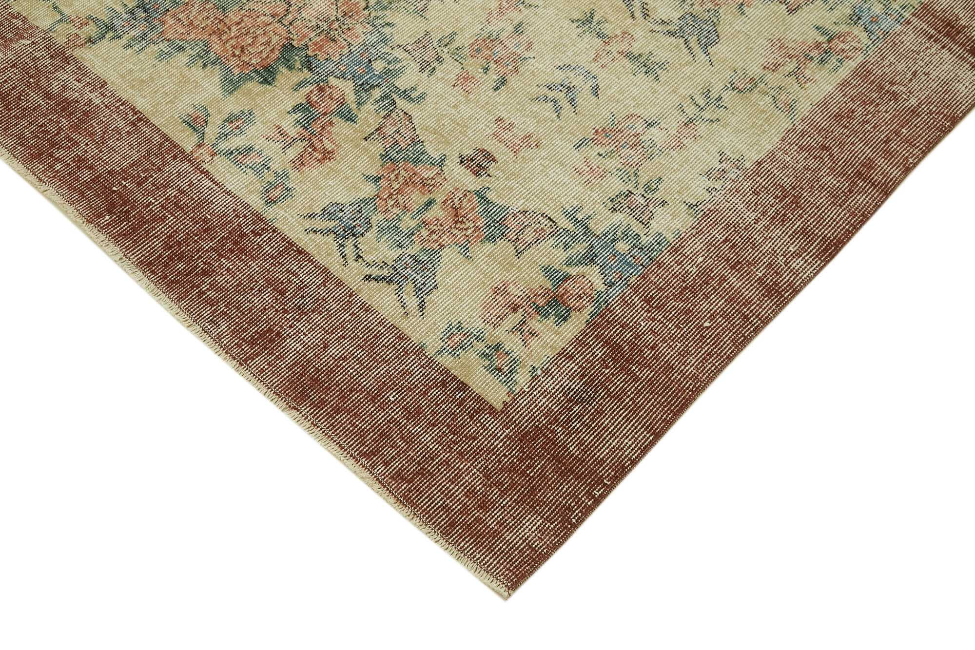 Vintage Wool Cotton Rug – Handmade Area Rug 6'4'' x 9'8'' Beige Turkish Carpet