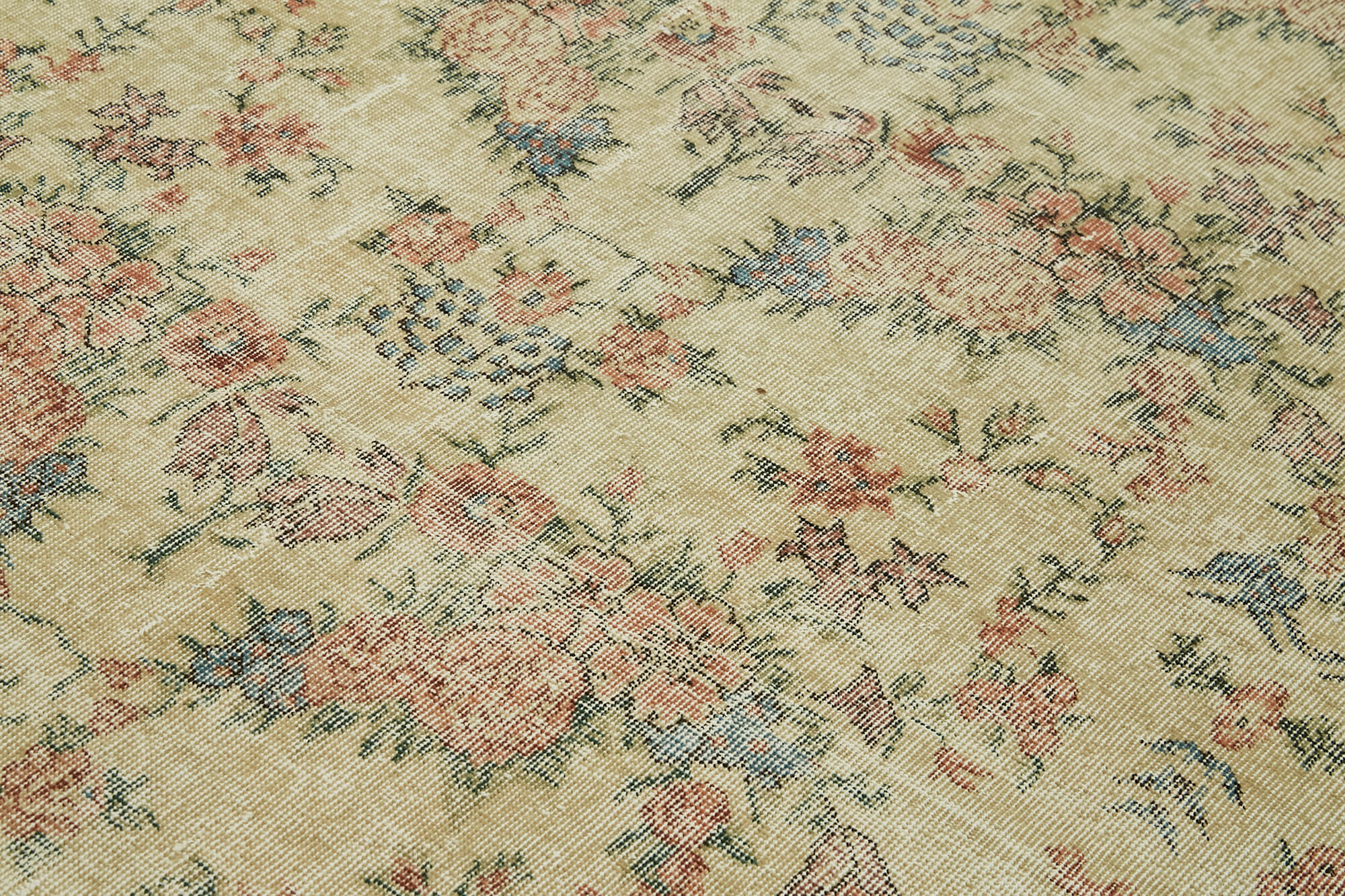 Vintage Wool Cotton Rug – Handmade Area Rug 6'4'' x 9'8'' Beige Turkish Carpet