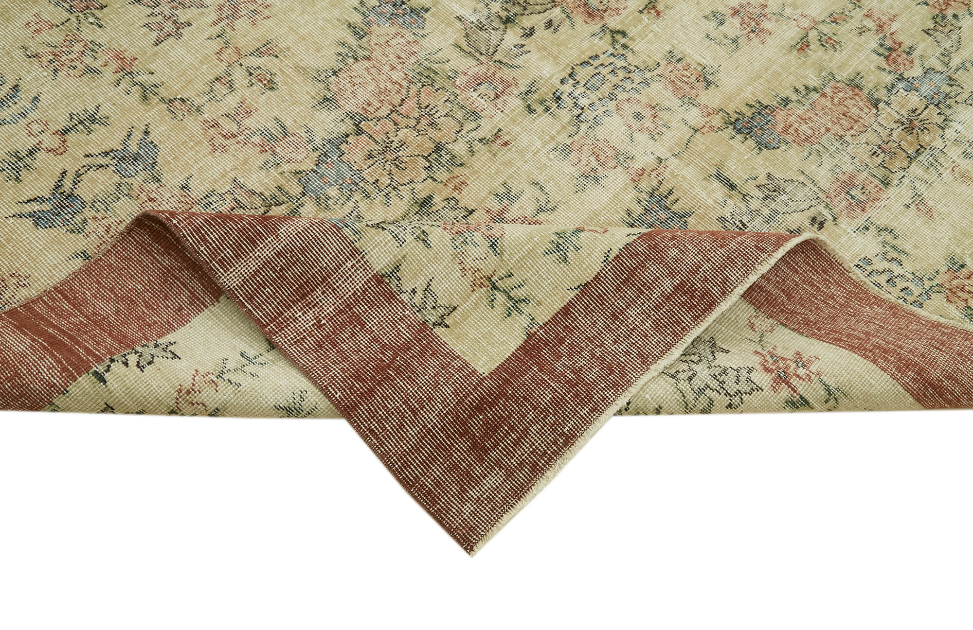 Vintage Wool Cotton Rug – Handmade Area Rug 6'4'' x 9'8'' Beige Turkish Carpet