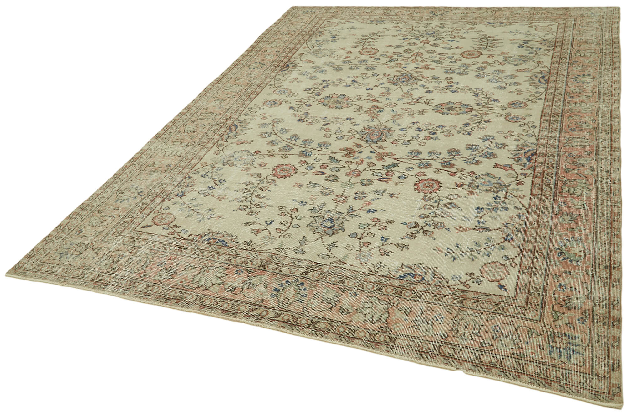 Vintage Wool Cotton Rug - Handmade Area Rug With Soft Wool Texture & Durable Cotton Weave 6'8''x9'3''
