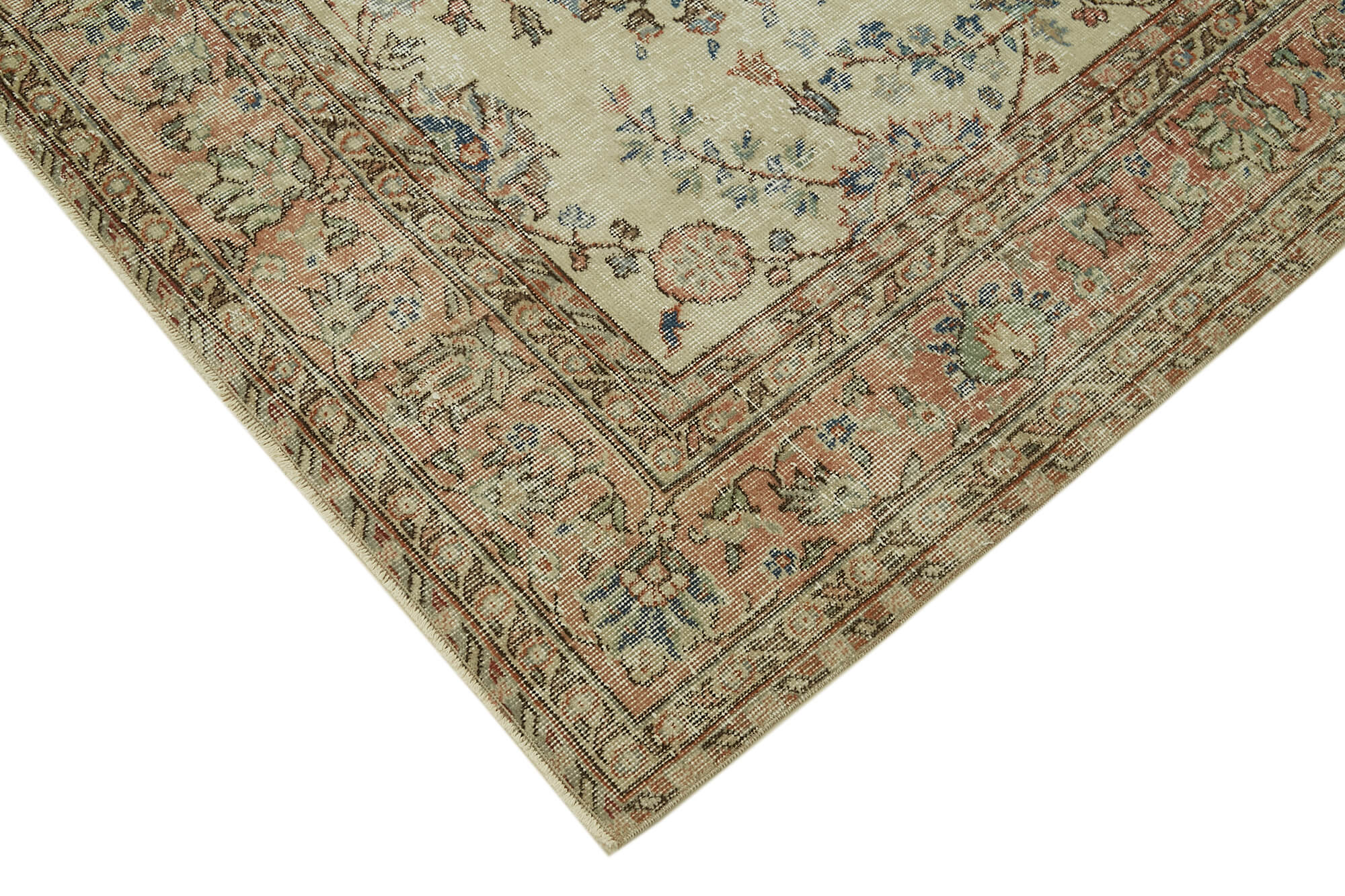 Vintage Wool Cotton Rug - Handmade Area Rug With Soft Wool Texture & Durable Cotton Weave 6'8''x9'3''