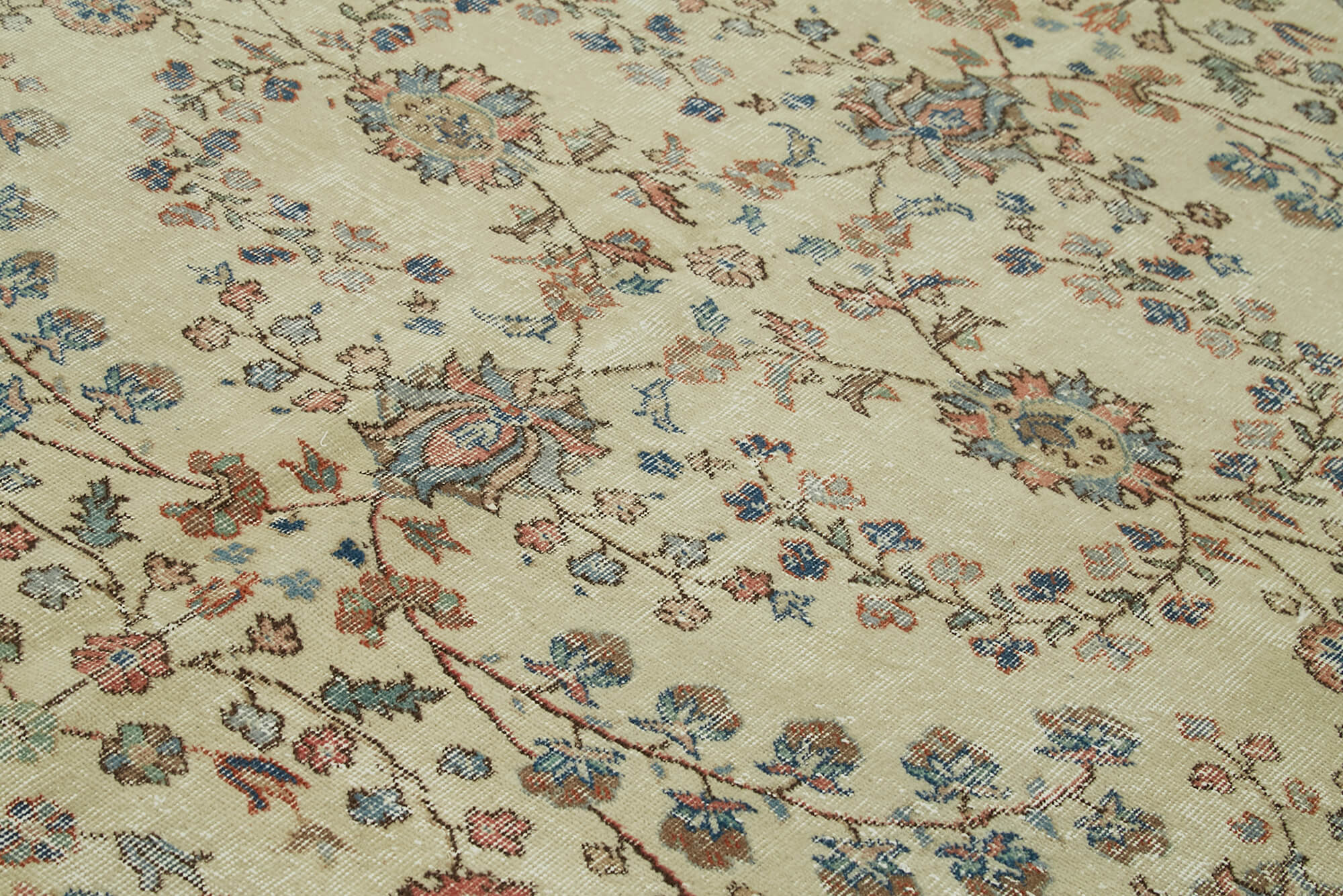 Vintage Wool Cotton Rug - Handmade Area Rug With Soft Wool Texture & Durable Cotton Weave 6'8''x9'3''