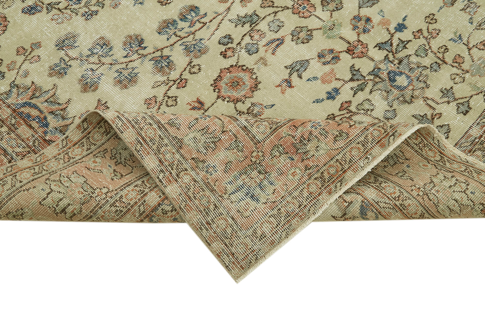 Vintage Wool Cotton Rug - Handmade Area Rug With Soft Wool Texture & Durable Cotton Weave 6'8''x9'3''