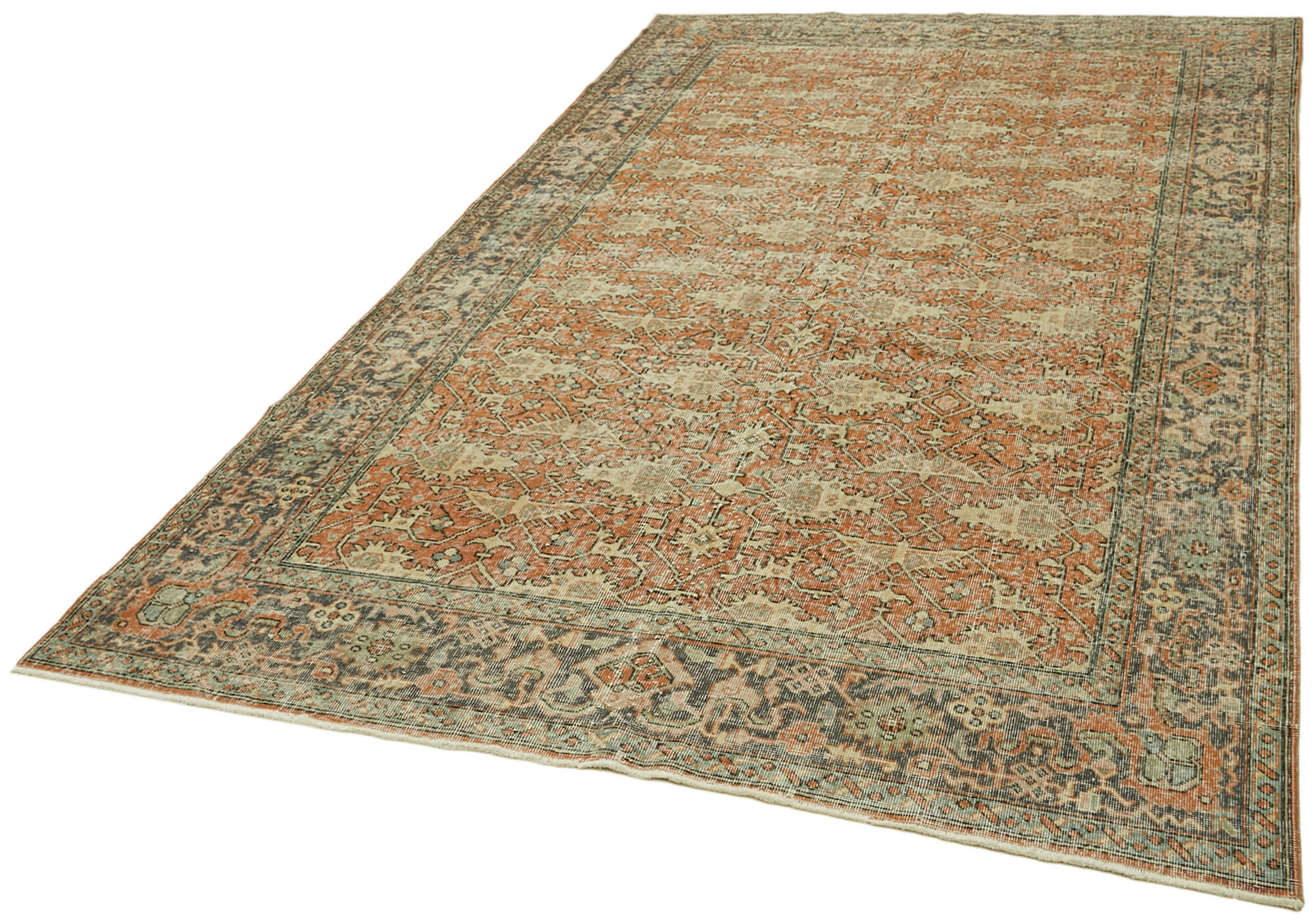 Vintage Wool Cotton Rug – Handmade Turkish Hand Knotted Carpet 6'2''x11'3'' Beige