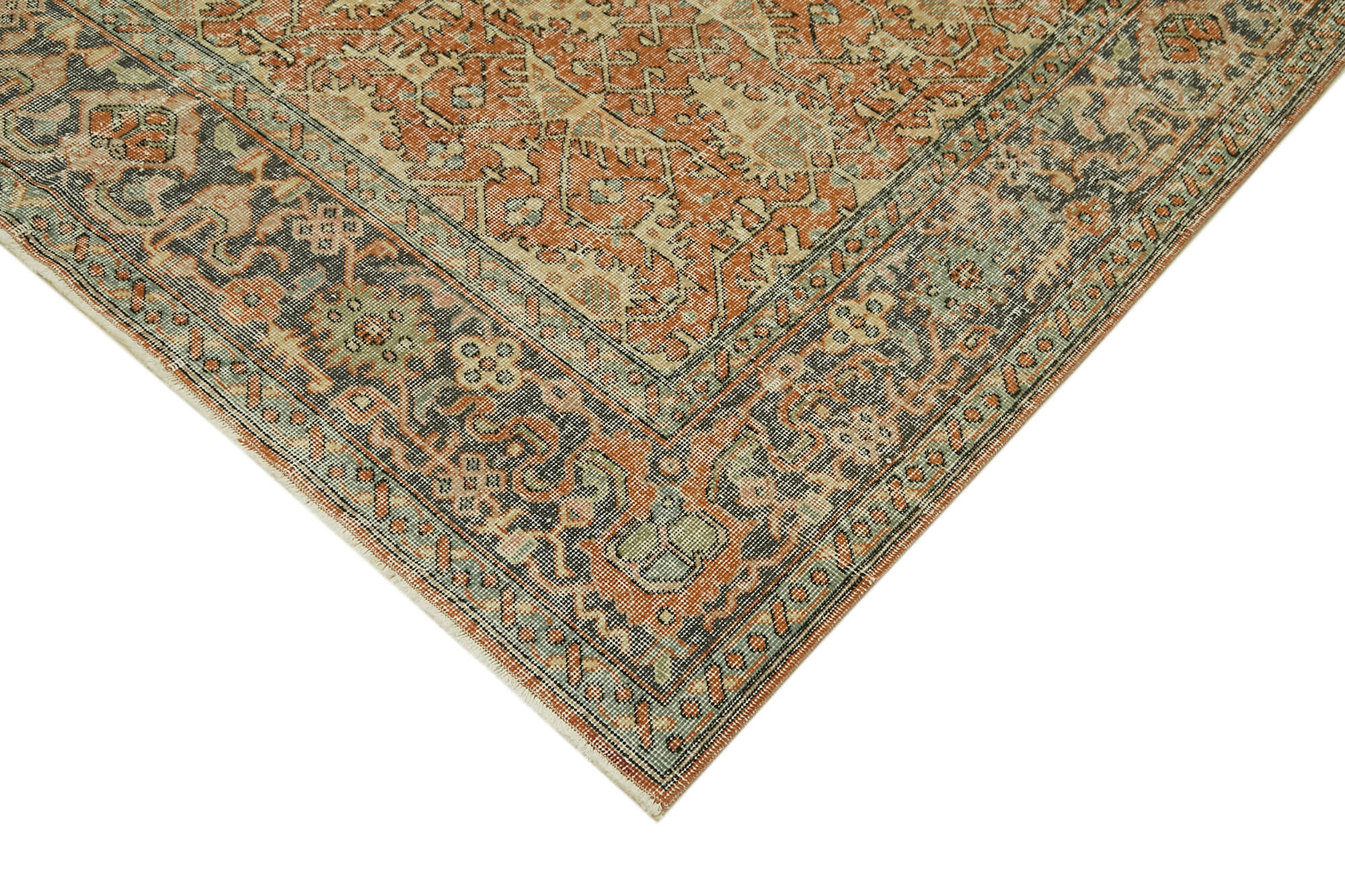 Vintage Wool Cotton Rug – Handmade Turkish Hand Knotted Carpet 6'2''x11'3'' Beige