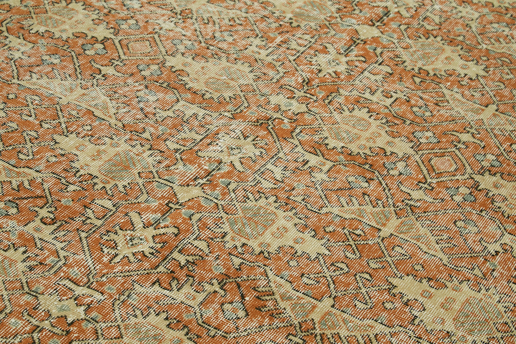 Vintage Wool Cotton Rug – Handmade Turkish Hand Knotted Carpet 6'2''x11'3'' Beige