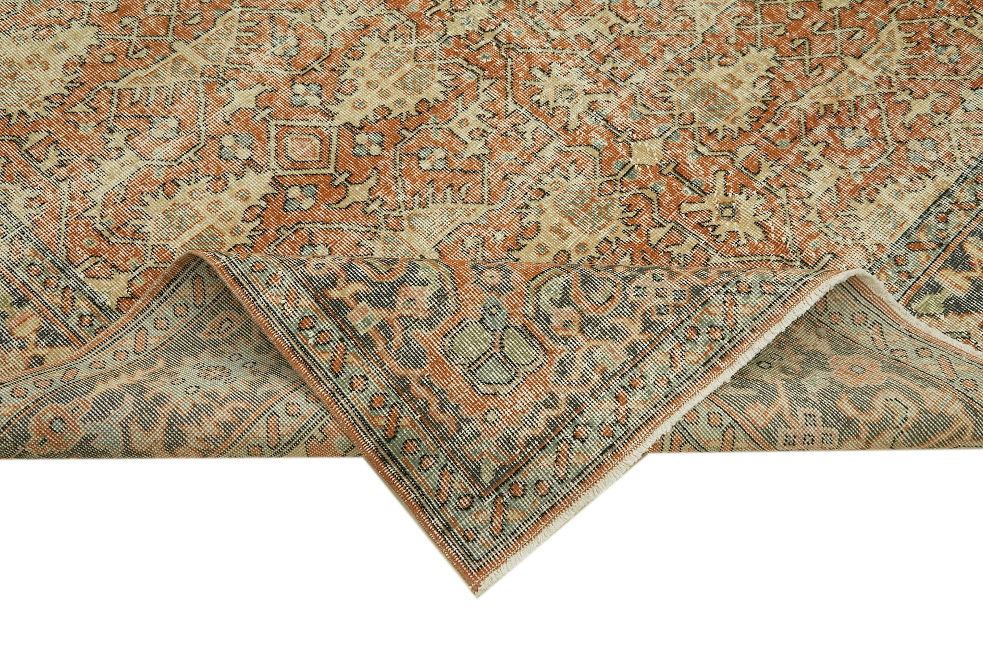 Vintage Wool Cotton Rug – Handmade Turkish Hand Knotted Carpet 6'2''x11'3'' Beige