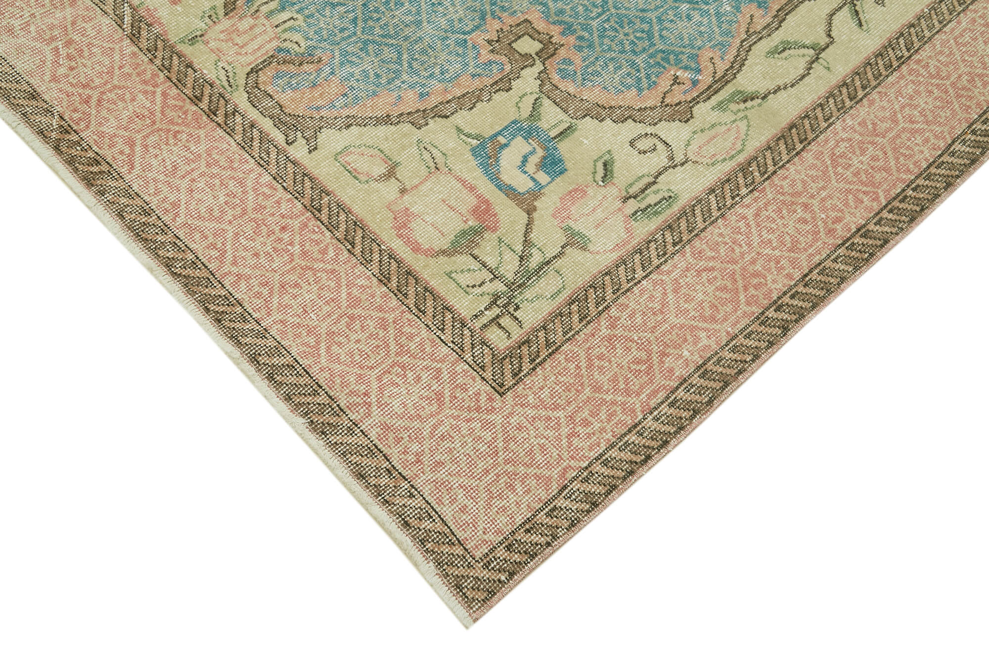 Vintage Wool Cotton Rug - Handmade Area Rug 6'6" x 10'0" Beige Wool Carpet