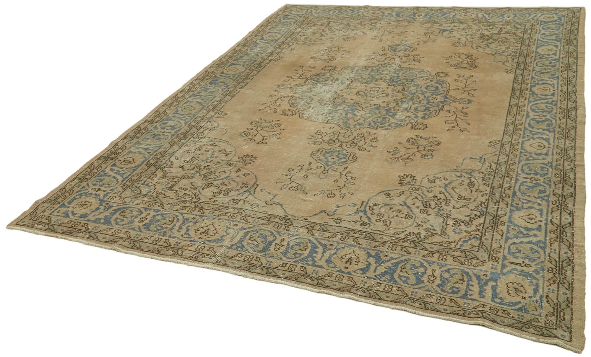 Vintage Wool Cotton Rug - Handmade Beige Vintage Carpet 7'1'' x 9'11'' | Soft Durable Area Rug