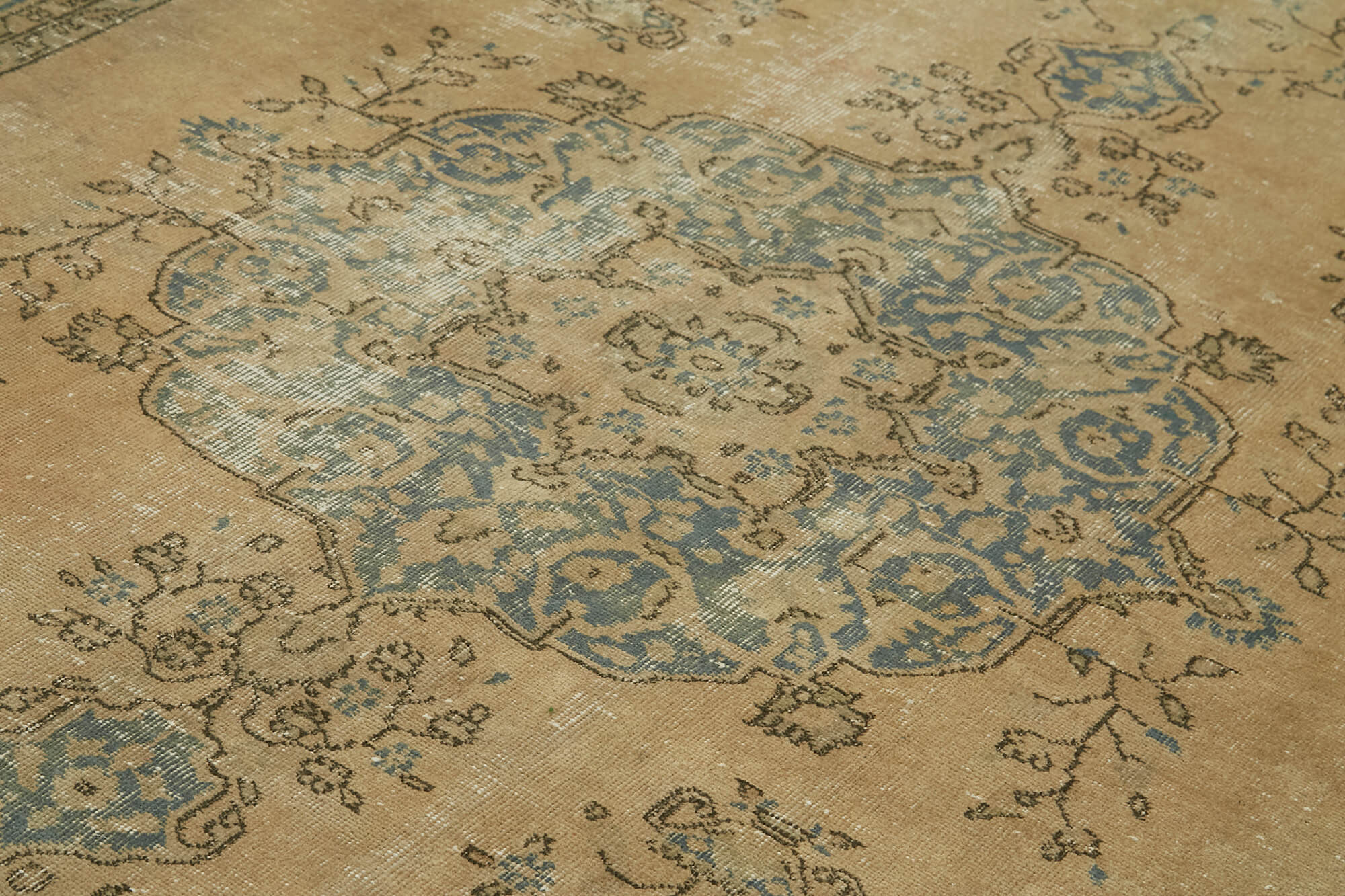 Vintage Wool Cotton Rug - Handmade Beige Vintage Carpet 7'1'' x 9'11'' | Soft Durable Area Rug