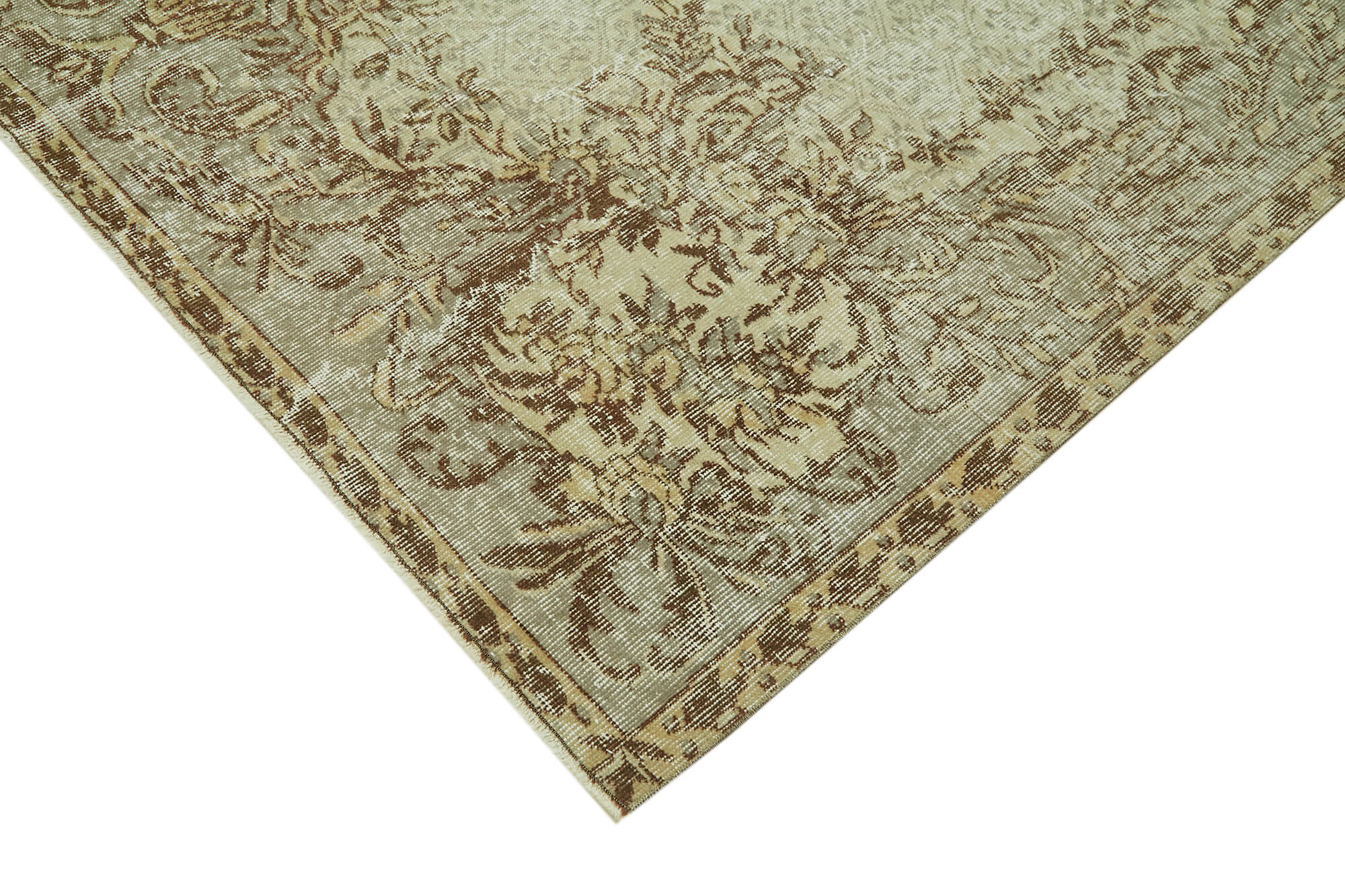 Handmade Wool Cotton Rug – Vintage Area Rug 6'8''x10'2'' Beige Cotton Durable Carpet