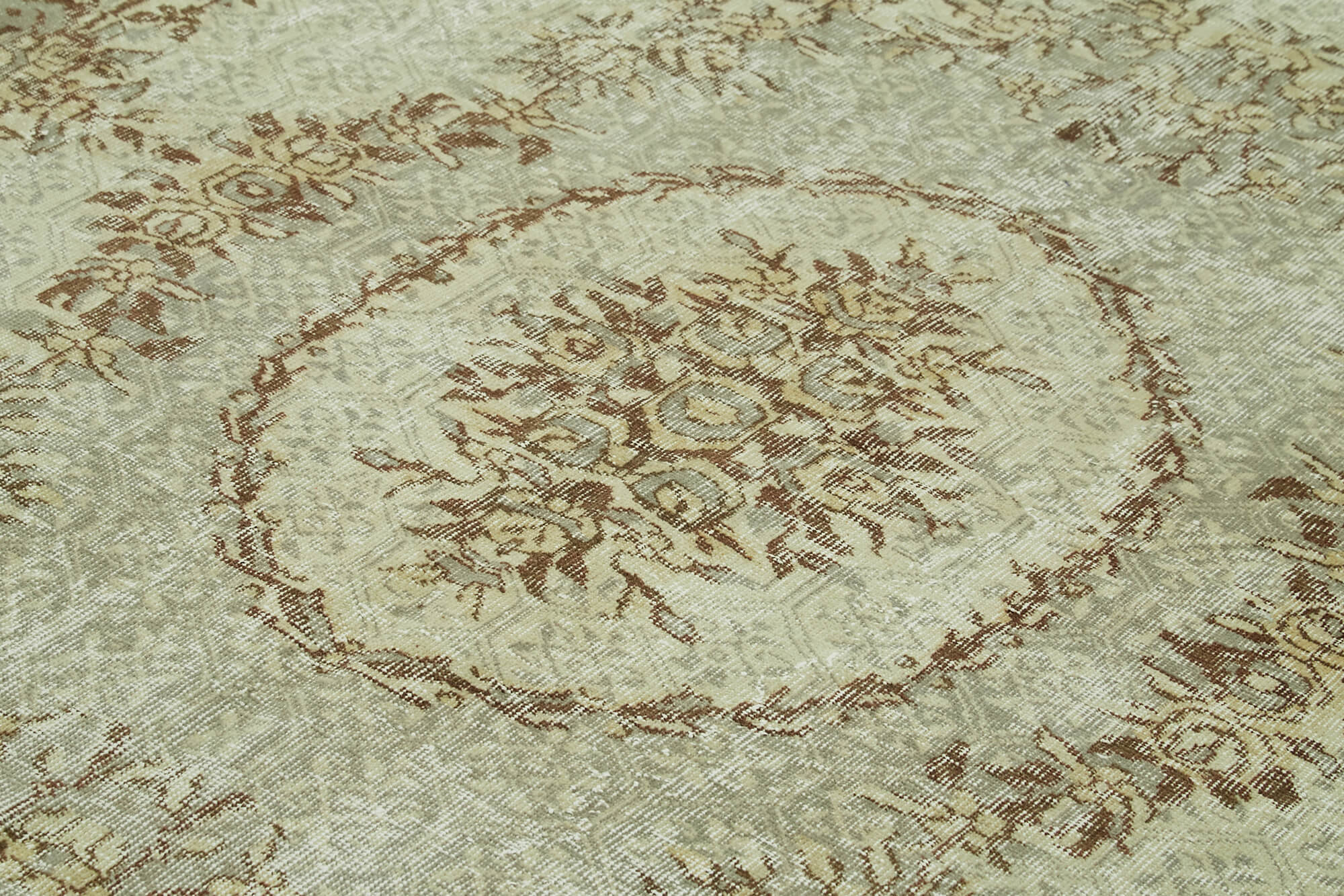 Handmade Wool Cotton Rug – Vintage Area Rug 6'8''x10'2'' Beige Cotton Durable Carpet