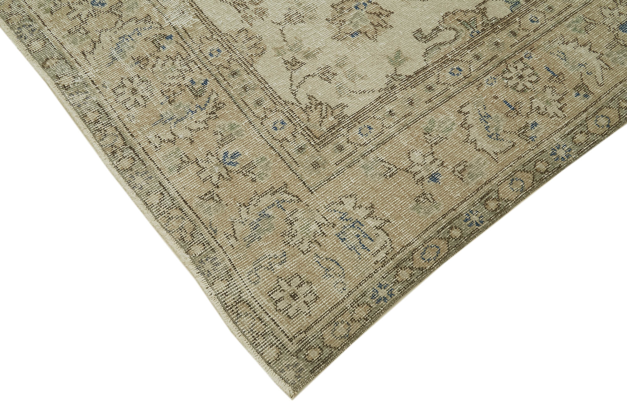 Vintage Wool Cotton Rug - Handmade Area Rug | Turkish Hand Knotted Beige Carpet 9'9''x9'8''