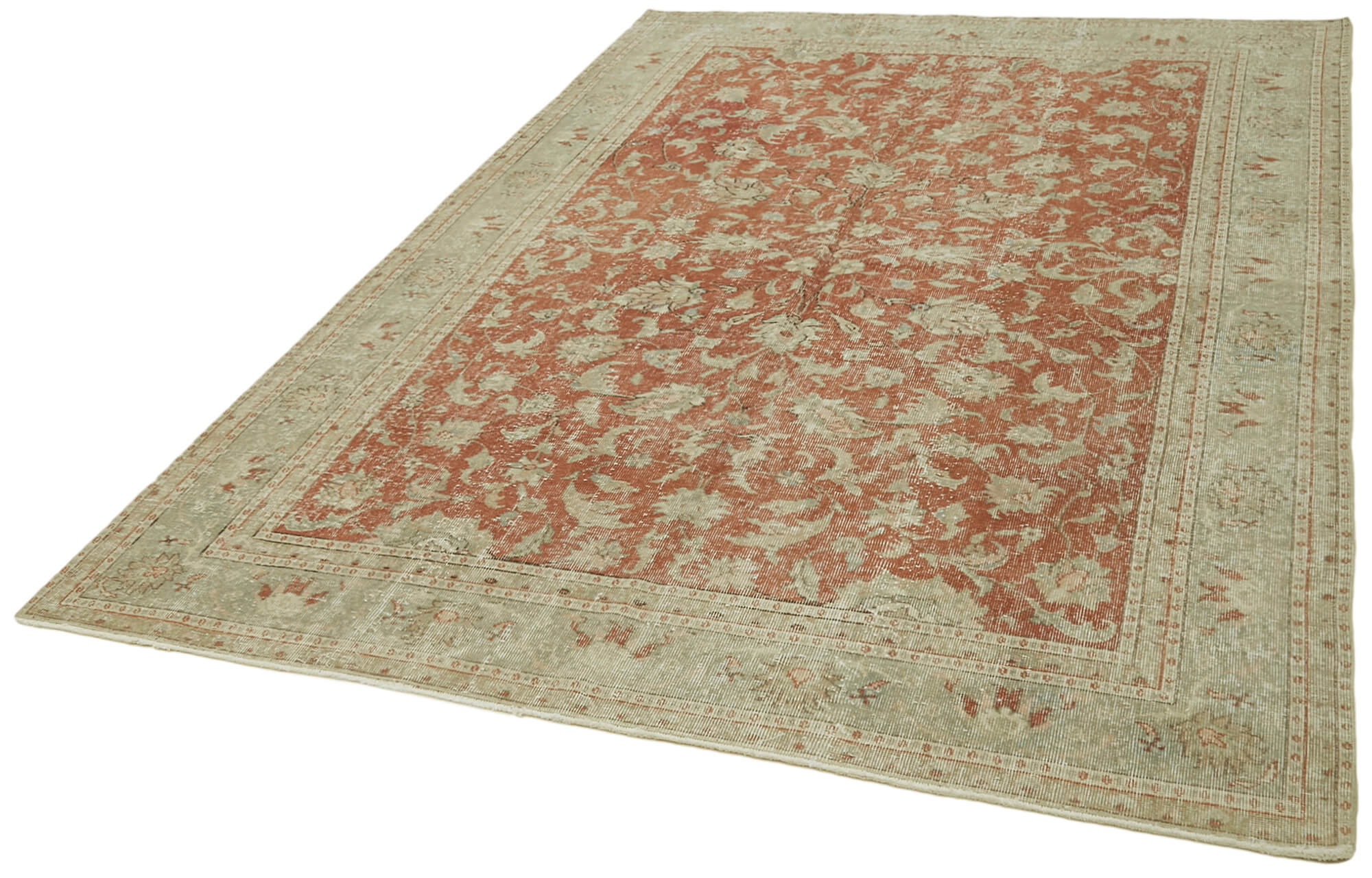 Handmade Wool Cotton Rug - Vintage Area Rug | Soft Wool Carpet, Beige Cotton Rug 6'3''x9'5''