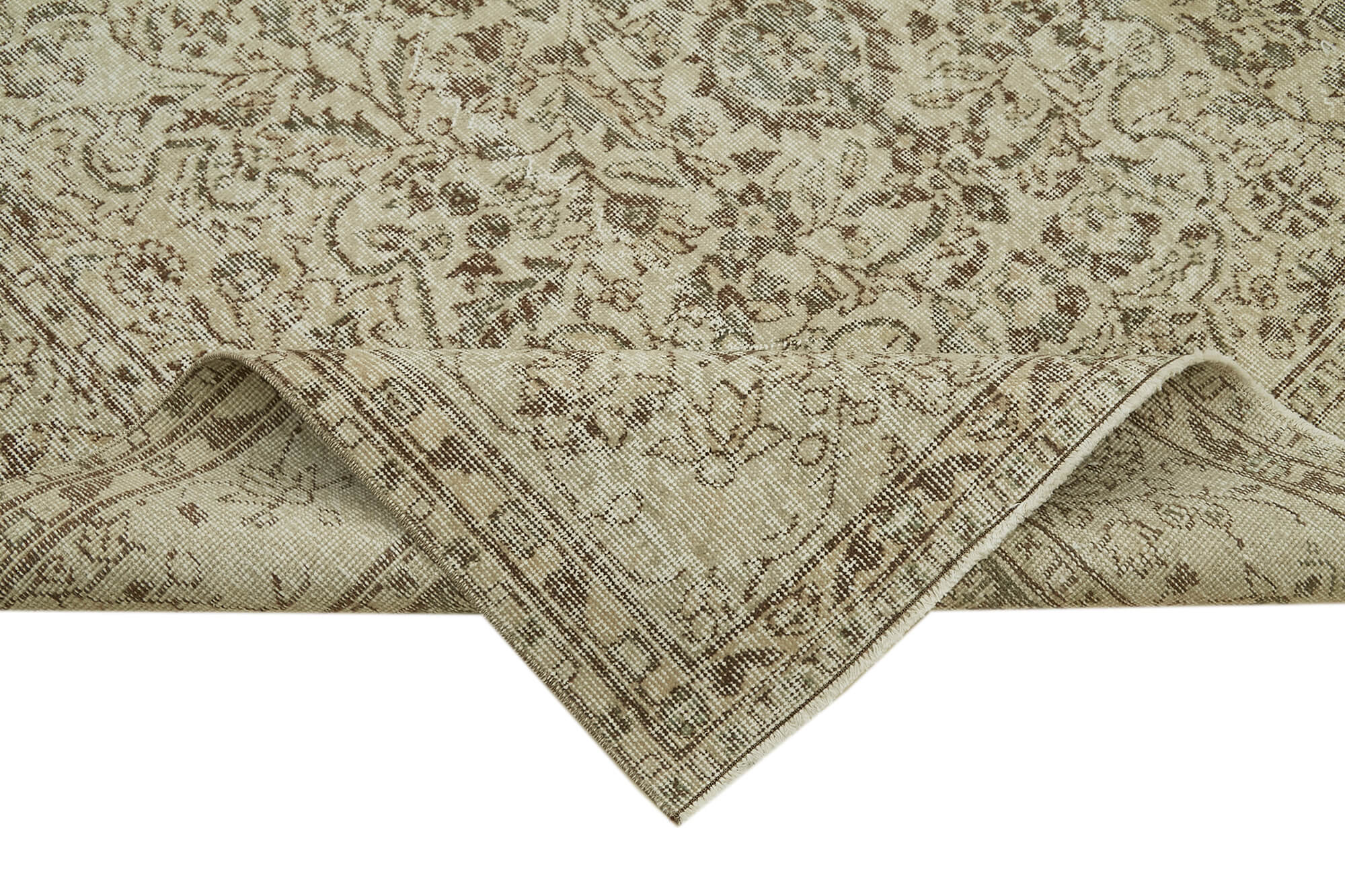 Handmade Wool Cotton Rug | Hand Woven Carpet Vintage Area Rug 6'2'' x 10'11''