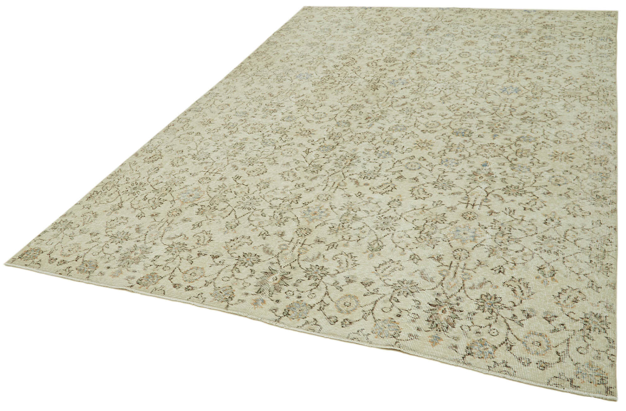 Vintage Wool Cotton Rug – Handmade Area Rug 6'11'' x 10'0'' Beige Turkish Vintage