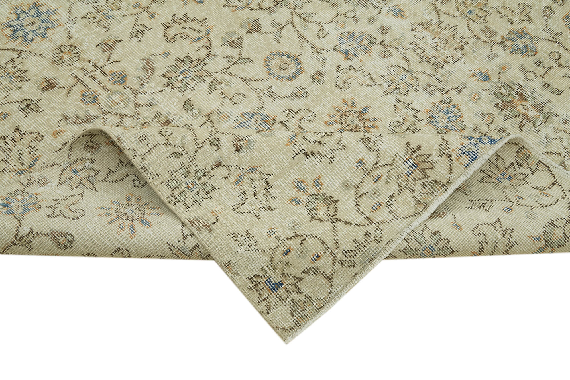 Vintage Wool Cotton Rug – Handmade Area Rug 6'11'' x 10'0'' Beige Turkish Vintage