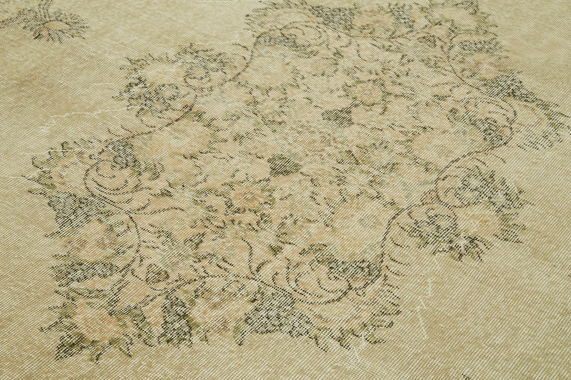 Vintage Wool Cotton Rug | Hand Woven Carpet, Neutral Beige Wool Rug 6'10''x10'3''