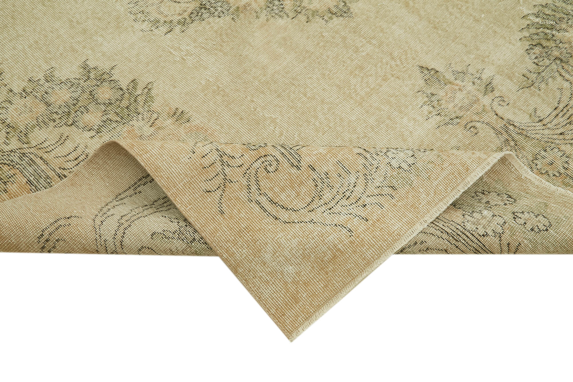 Vintage Wool Cotton Rug | Hand Woven Carpet, Neutral Beige Wool Rug 6'10''x10'3''