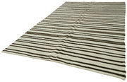 Handmade Hemp Rug | Kendir White Geometric Area Rug 7'3'' x 12'3'' - Artisan Crafted