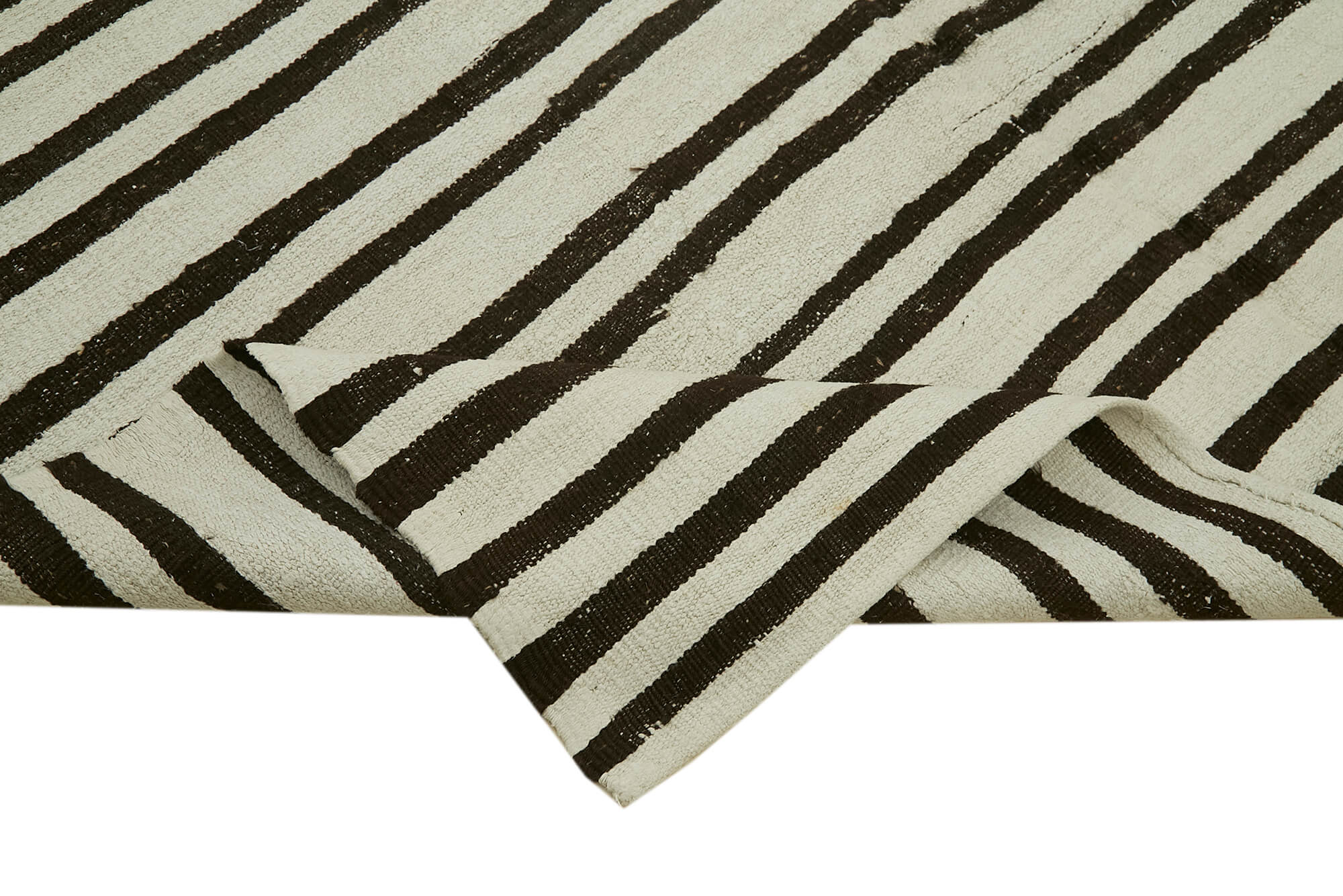 Handmade Hemp Rug | Kendir White Geometric Area Rug 7'3'' x 12'3'' - Artisan Crafted