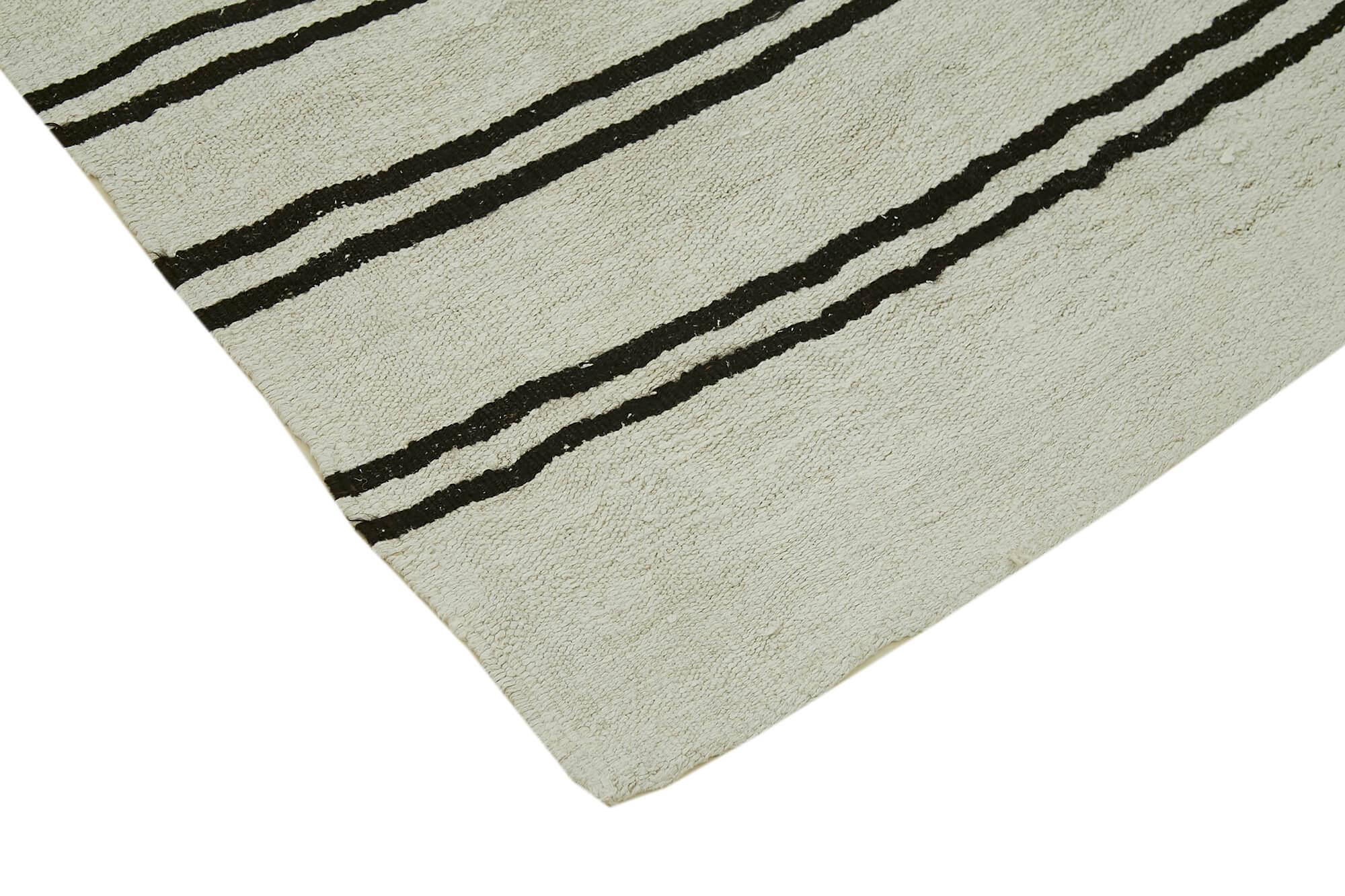 Handmade Hemp Rug – White Geometric Area Rug | Vintage Turkish Carpet 6'11''x12'10''