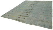 Handmade Hemp Rug - Kendir Blue Geometric Area Rug 10'x11'6'' | Artisan Crafted