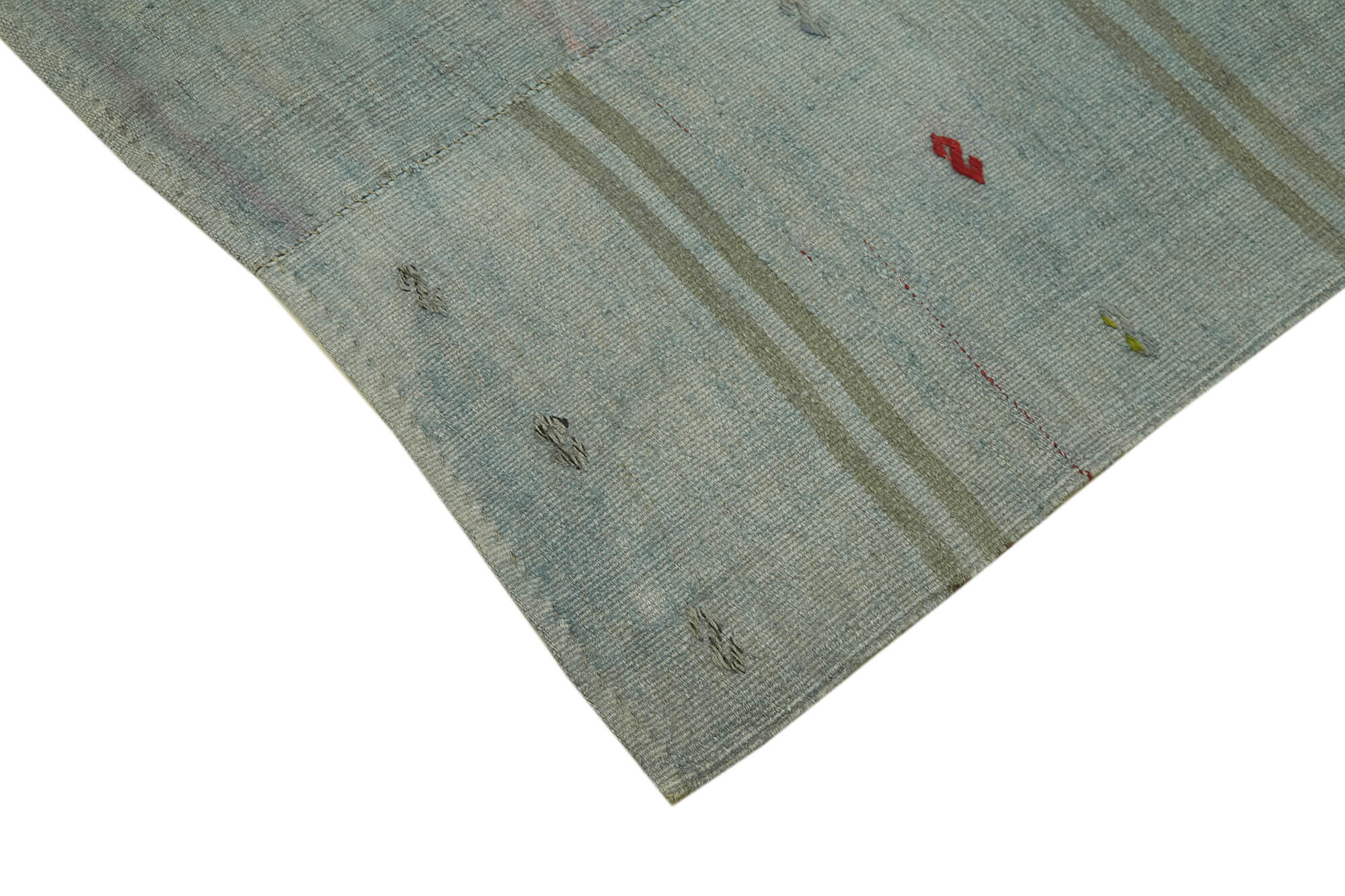 Handmade Hemp Rug - Kendir Blue Geometric Area Rug 10'x11'6'' | Artisan Crafted