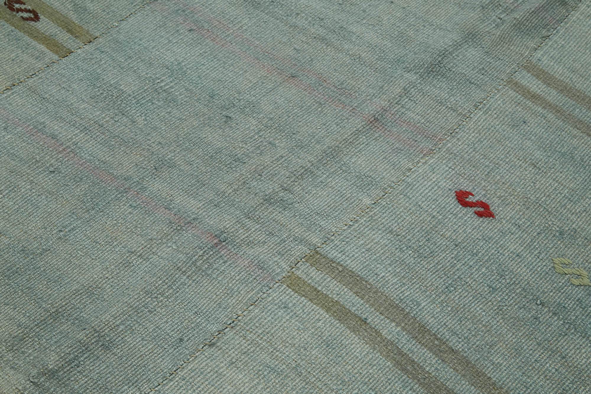 Handmade Hemp Rug - Kendir Blue Geometric Area Rug 10'x11'6'' | Artisan Crafted