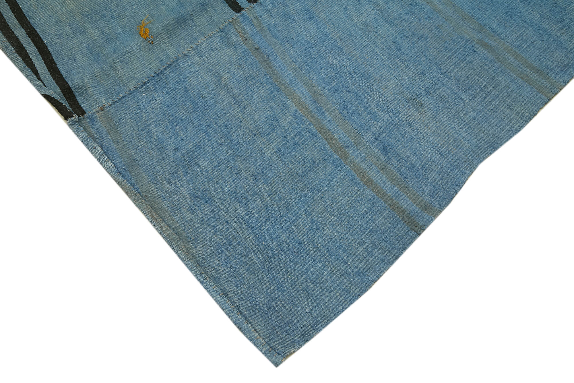Handmade Hemp Rug – Blue Geometric Area Rug | Vintage Handwoven Carpet 10'6''x11'4''